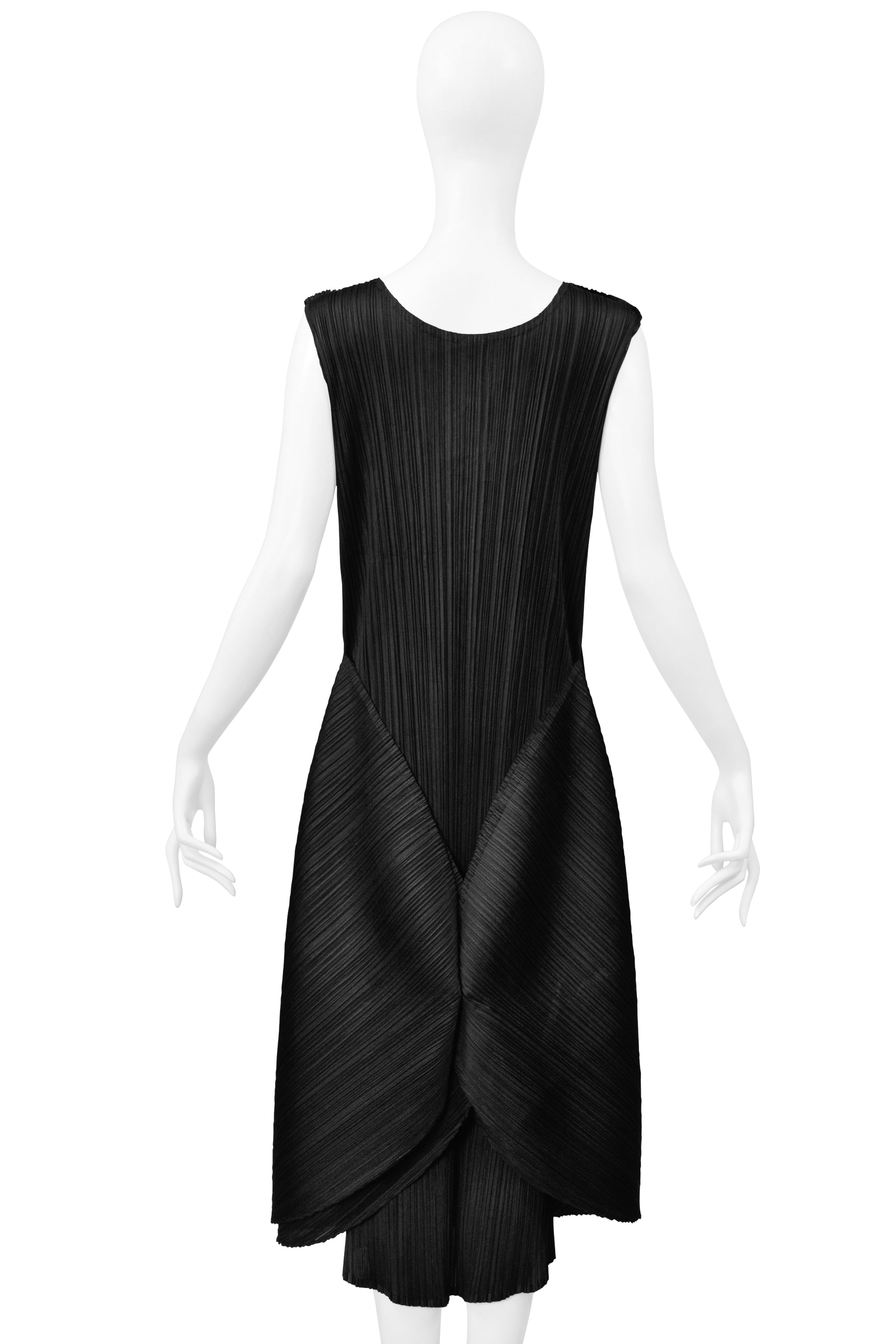ISSEY MIYAKE BLACK CONCEPT DRESS WITH BACK PANELS SS 2005