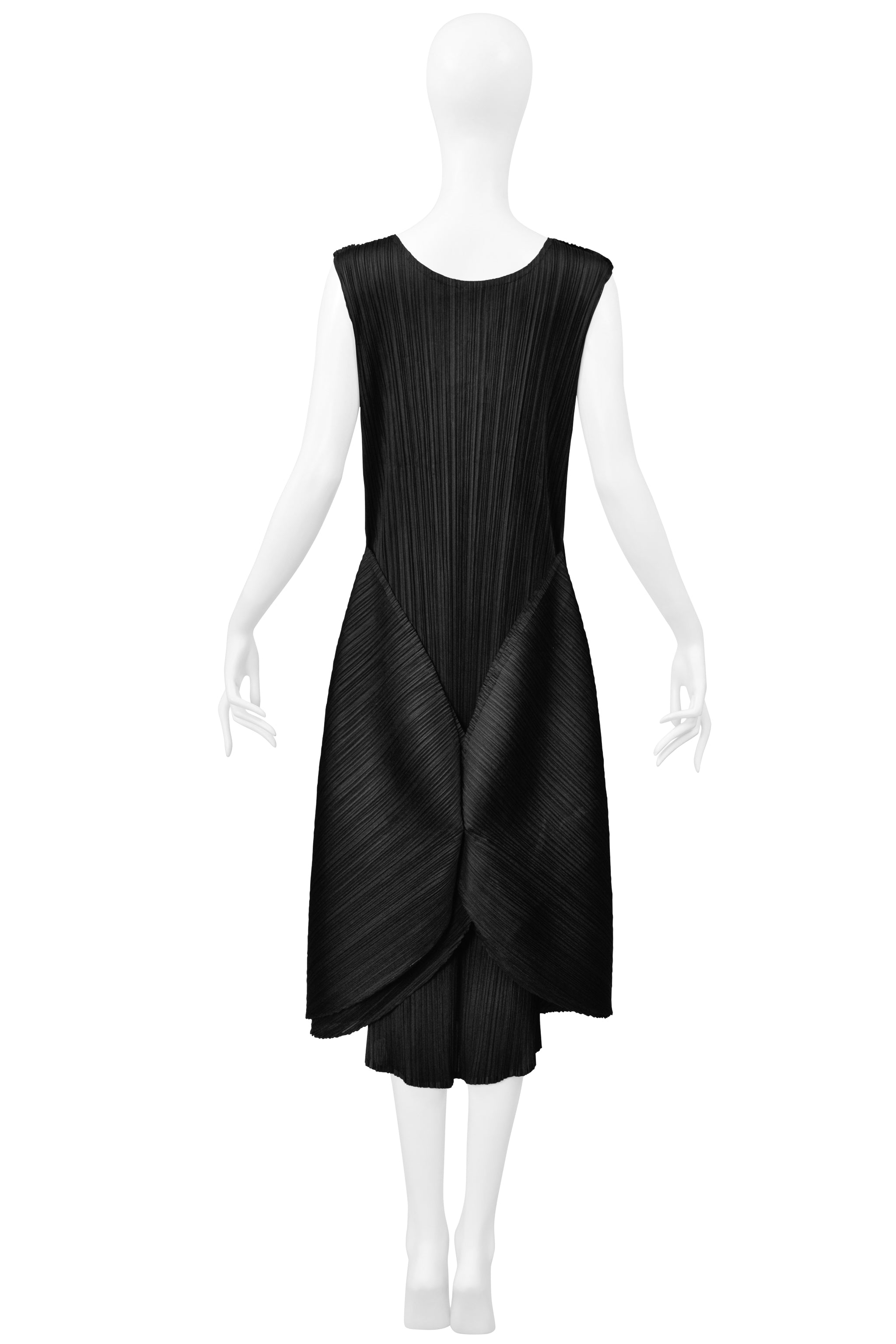 ISSEY MIYAKE BLACK CONCEPT DRESS WITH BACK PANELS SS 2005