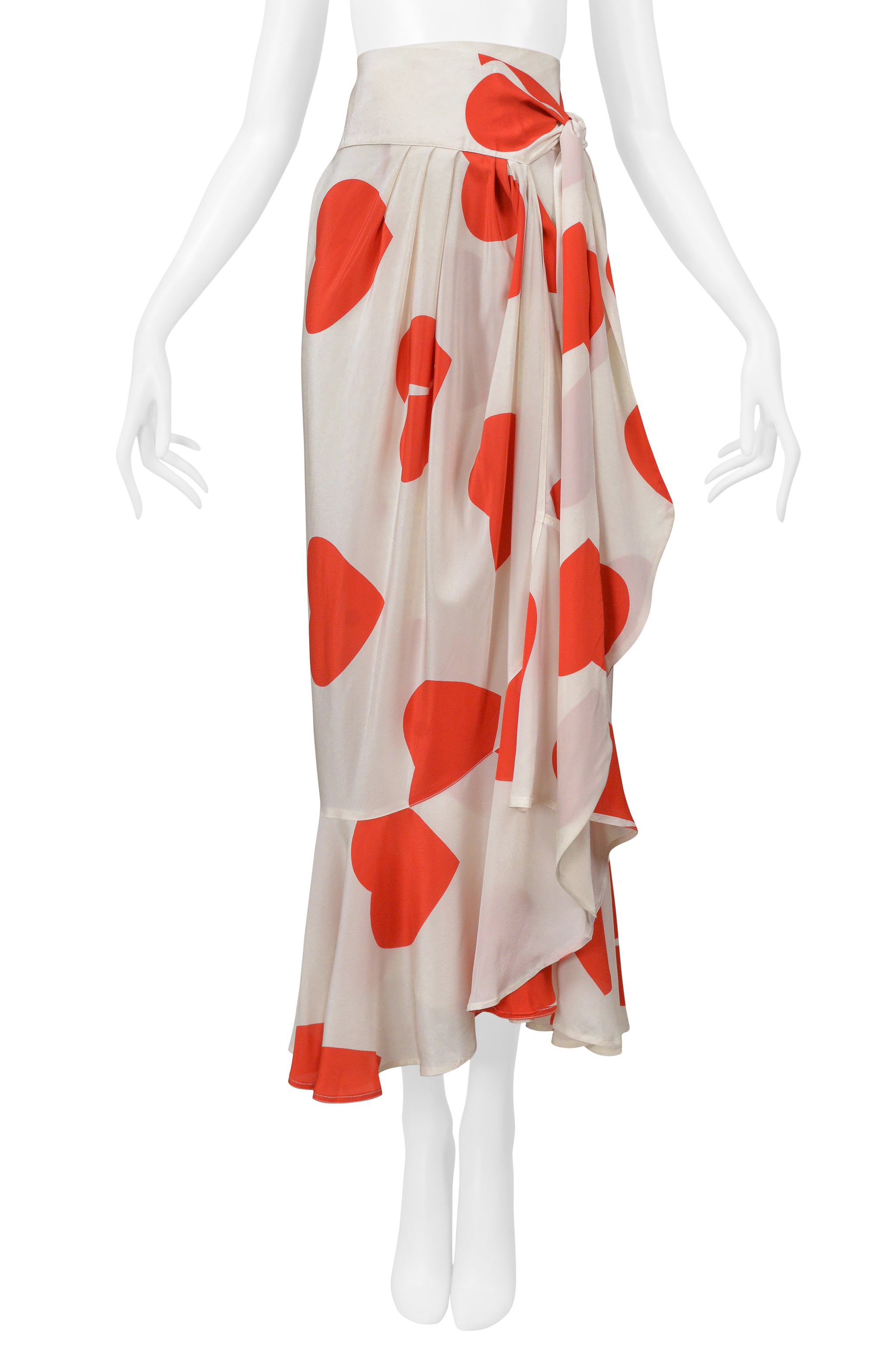 MOSCHINO WHITE WITH RED HEARTS RUFFLE SKIRT 1994
