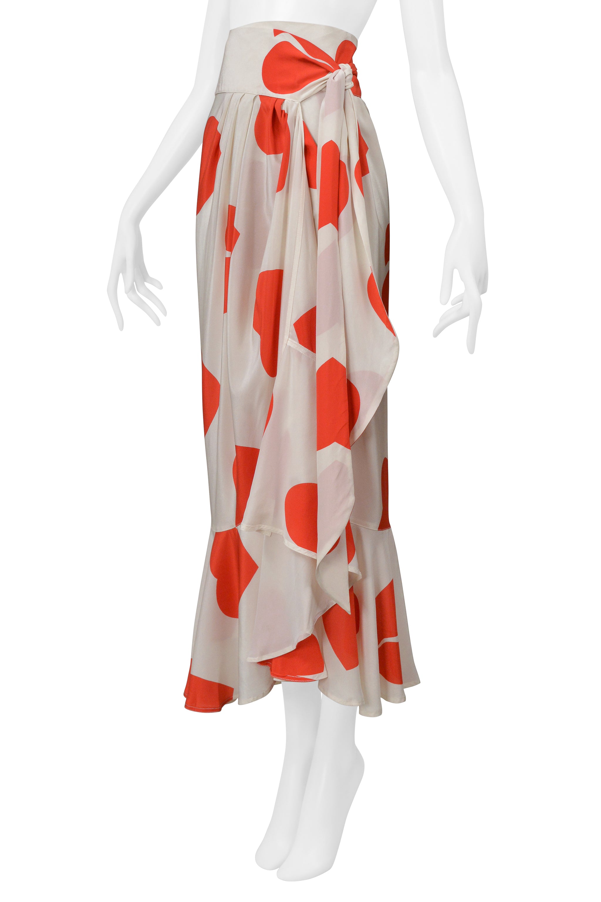 MOSCHINO WHITE WITH RED HEARTS RUFFLE SKIRT 1994