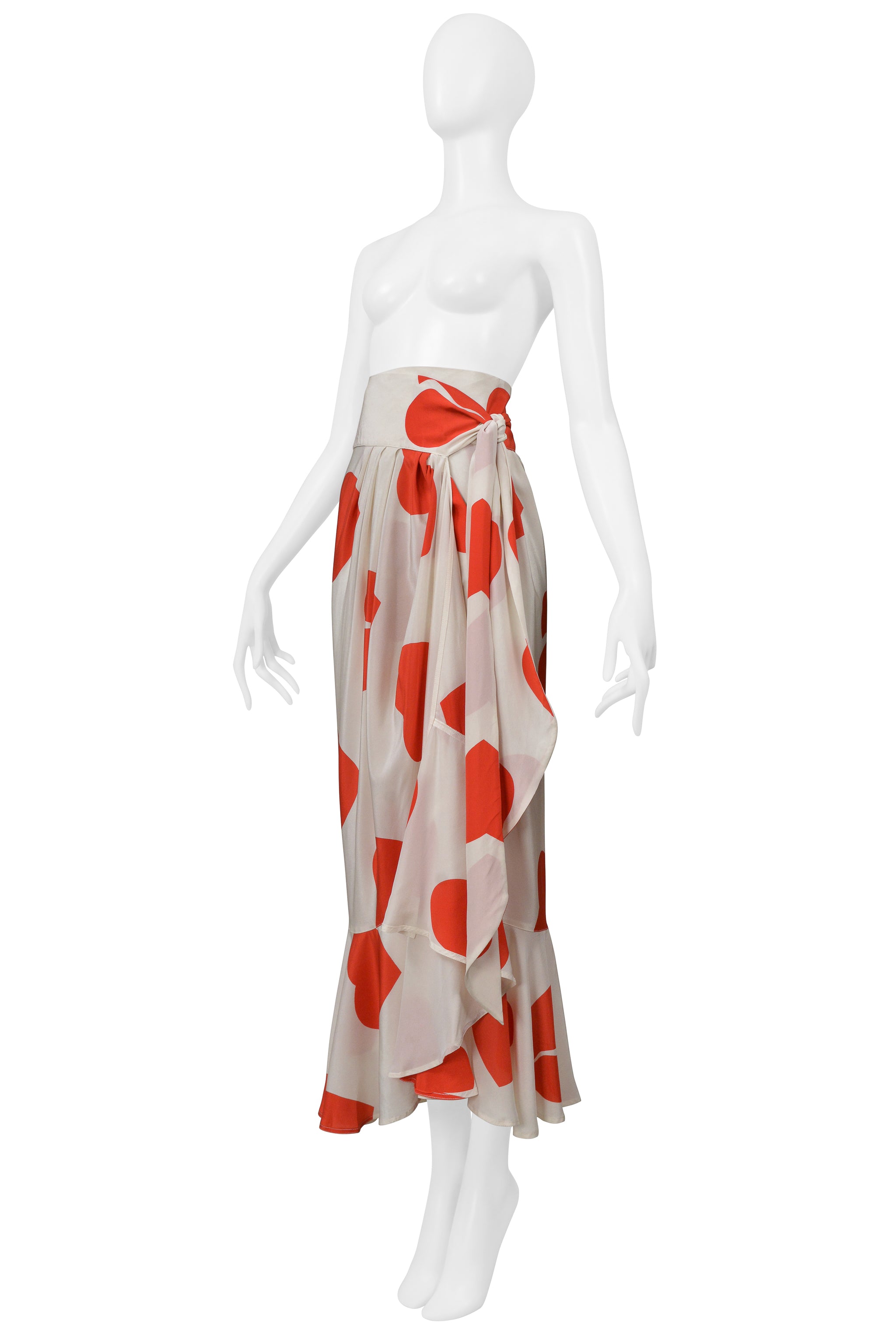 MOSCHINO WHITE WITH RED HEARTS RUFFLE SKIRT 1994