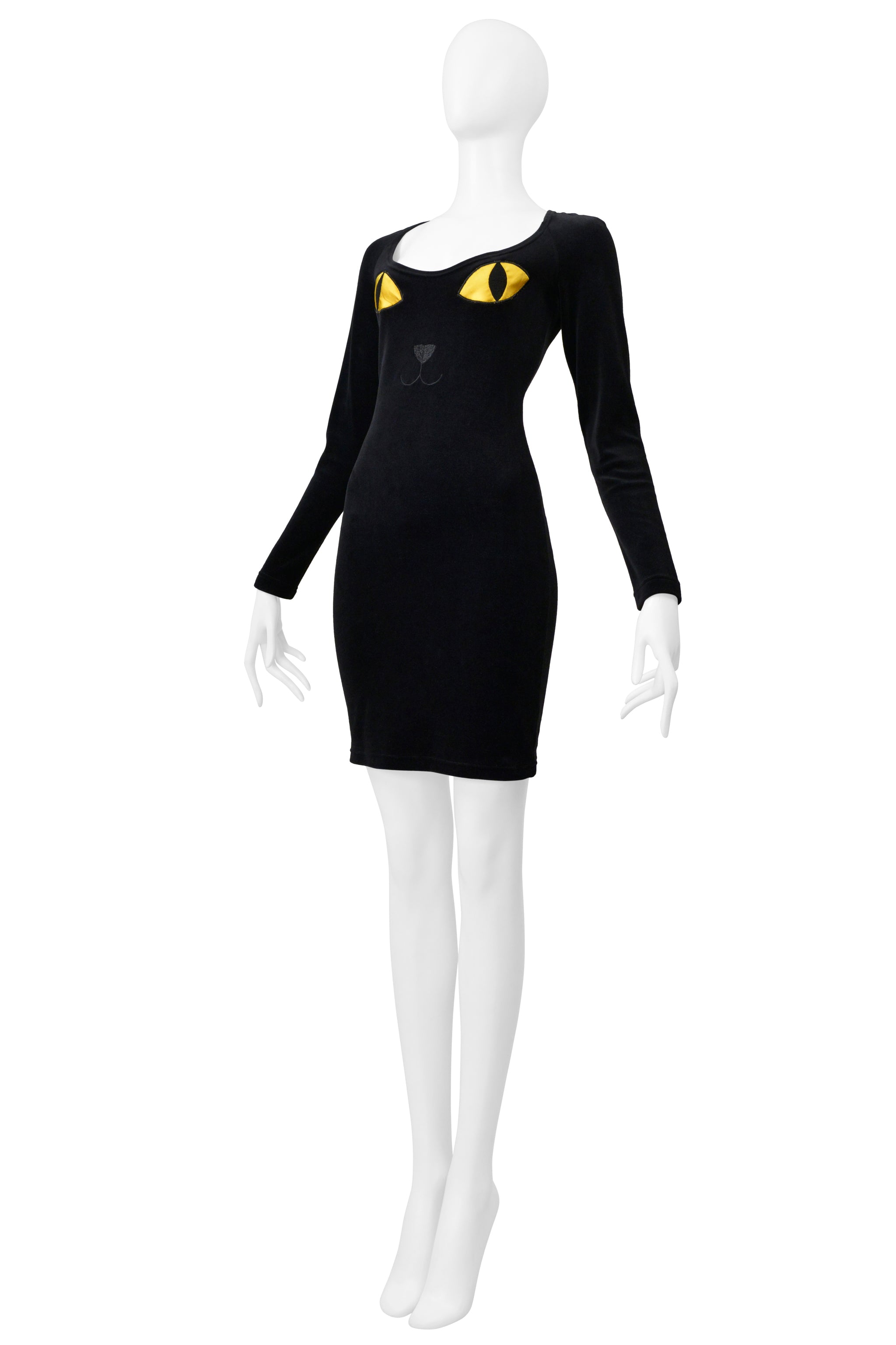 MOSCHINO CHEAP & CHIC BLACK VELVET CAT EYE DRESS