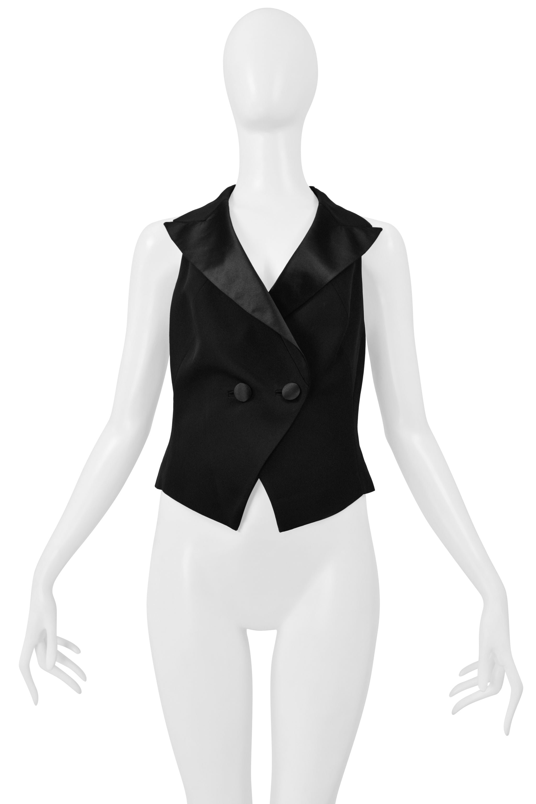 VINTAGE EXTE BLACK TUXEDO HALTER VEST