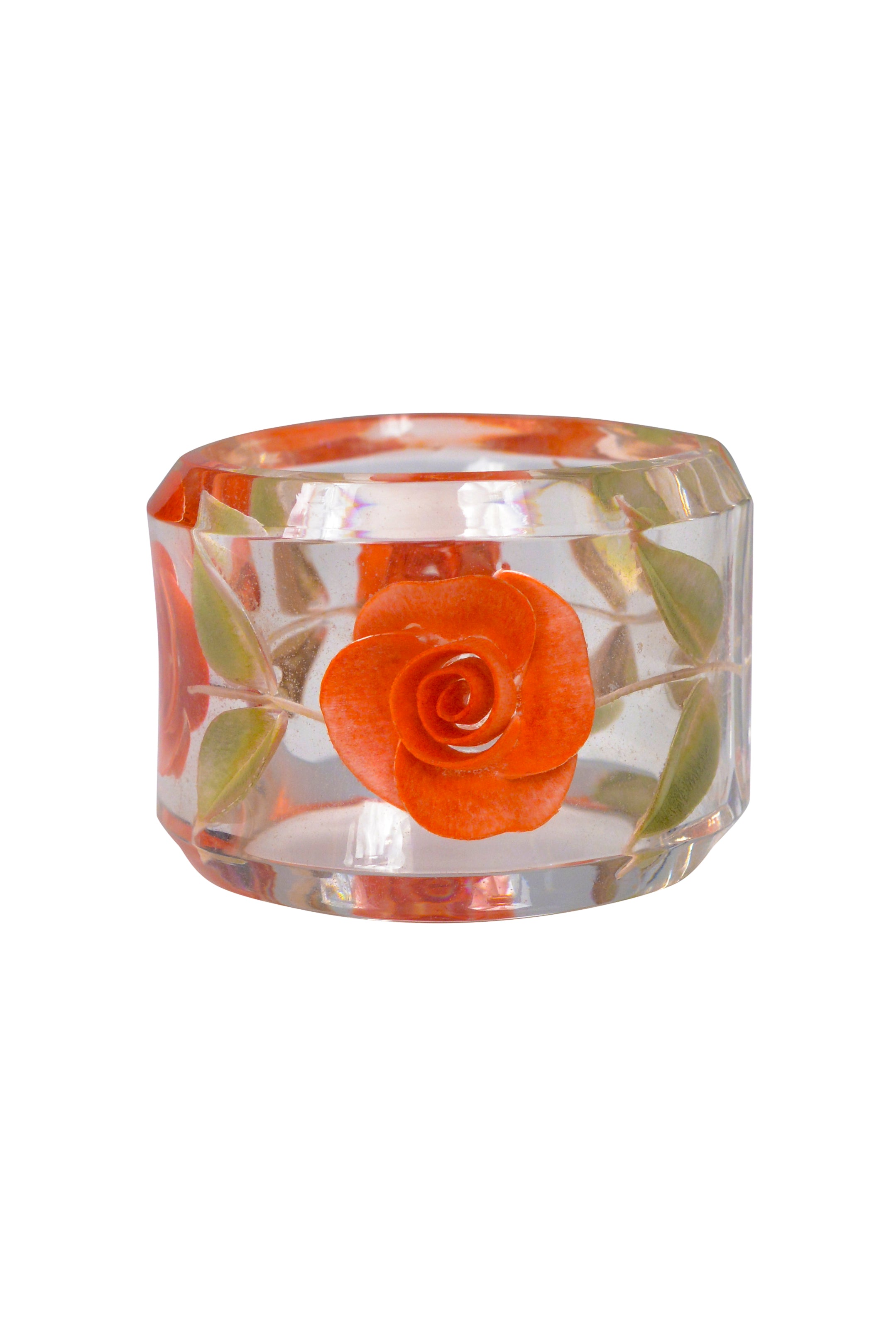 FRENCH LUCITE ROSE CARVED BRACELET CUFF