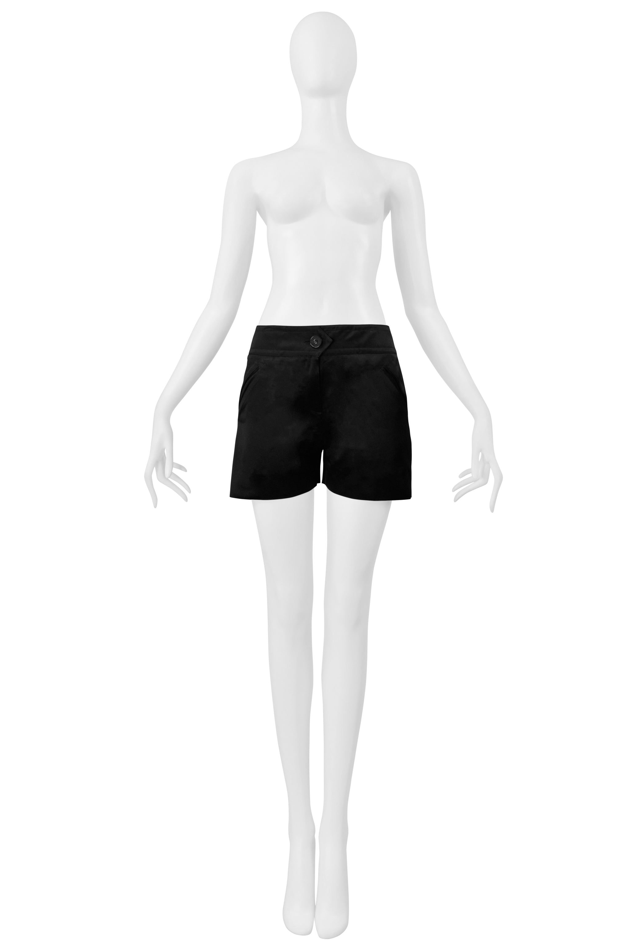 INES DE LA FRESSANGE BLACK SATIN HOT PANTS SHORTS