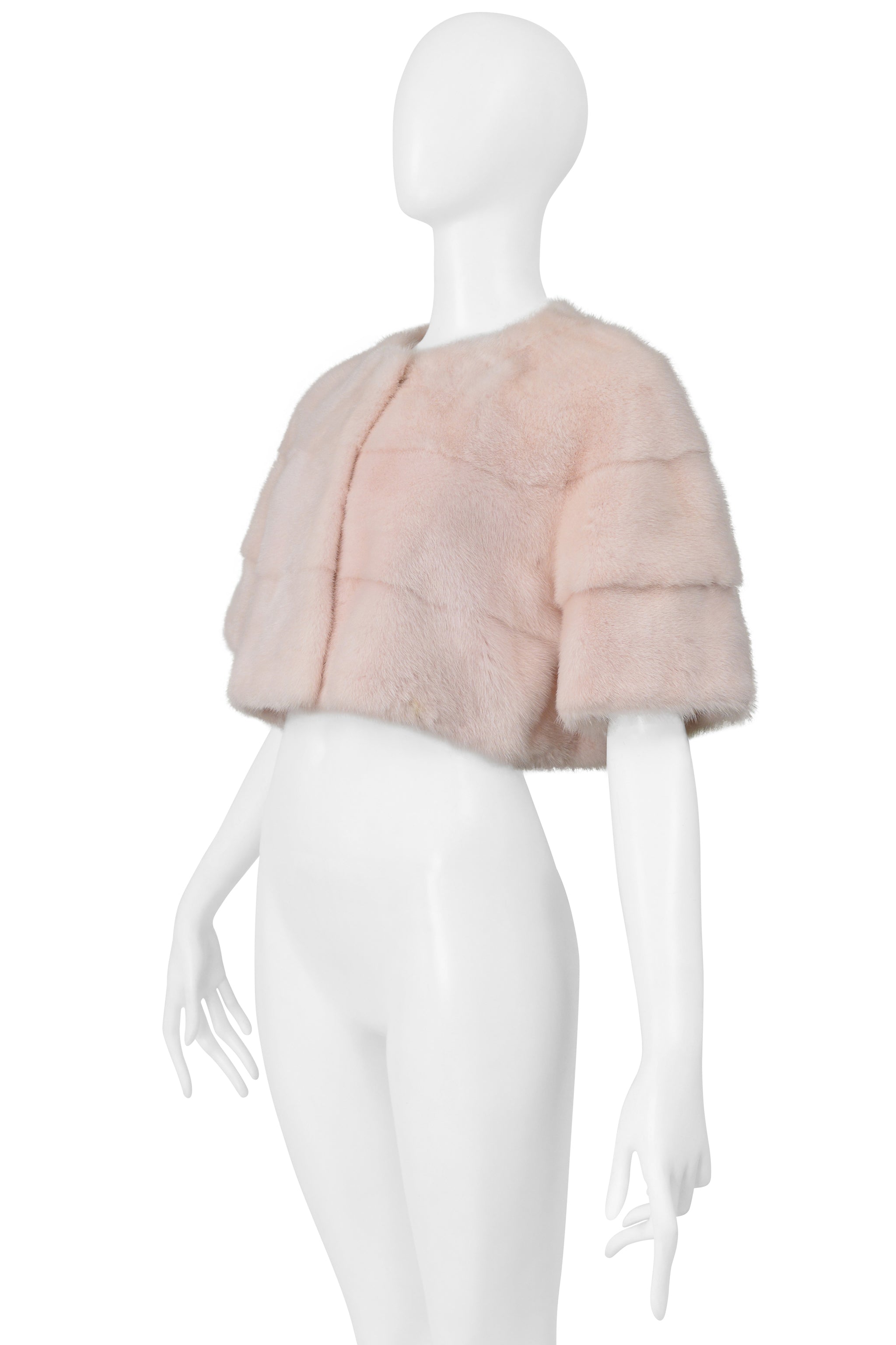 LILLY E VIOLETTA CROPPED PINK MINK FUR JACKET