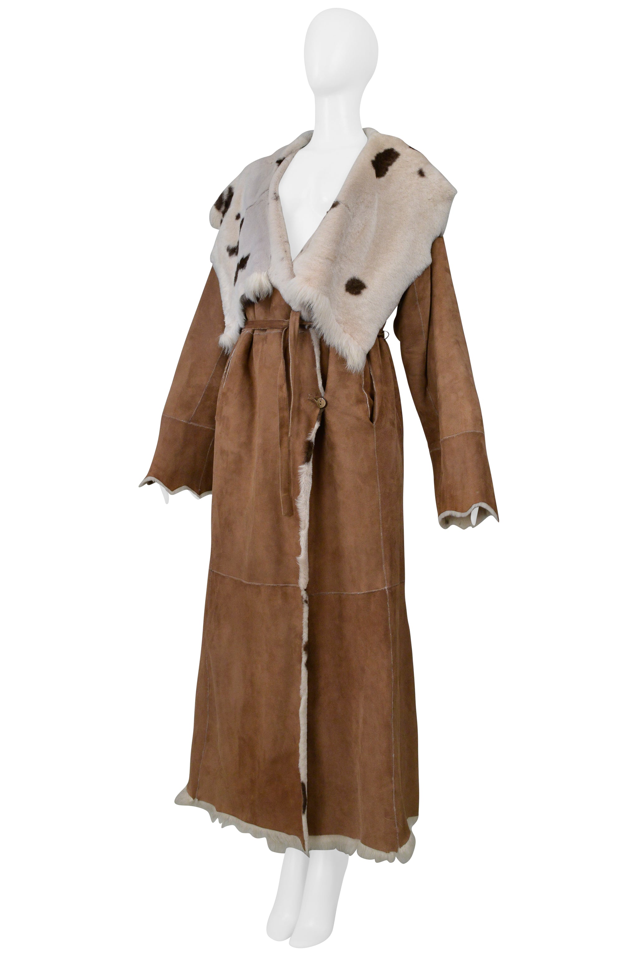 VINTAGE BROWN SPOTTED REVERSIBLE LLAMA FUR COAT