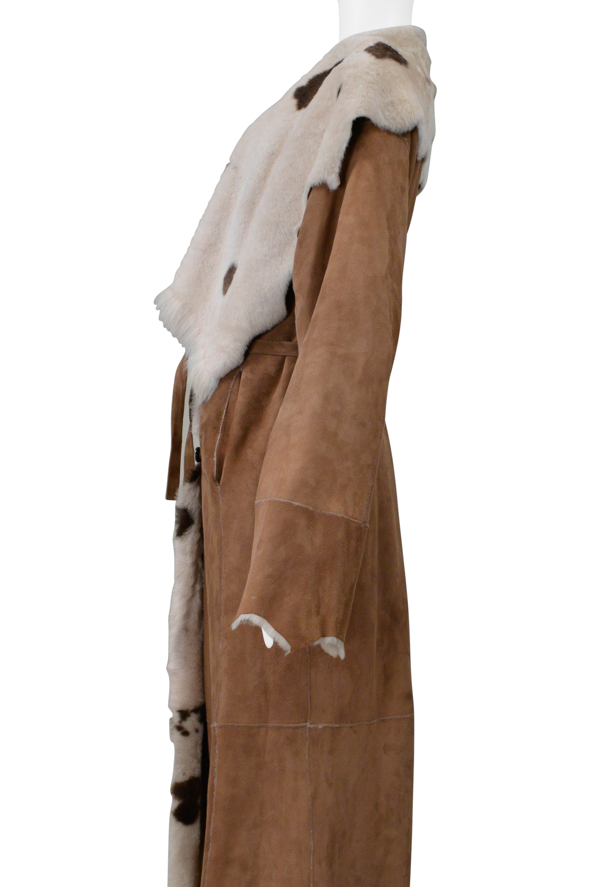 VINTAGE BROWN SPOTTED REVERSIBLE LLAMA FUR COAT