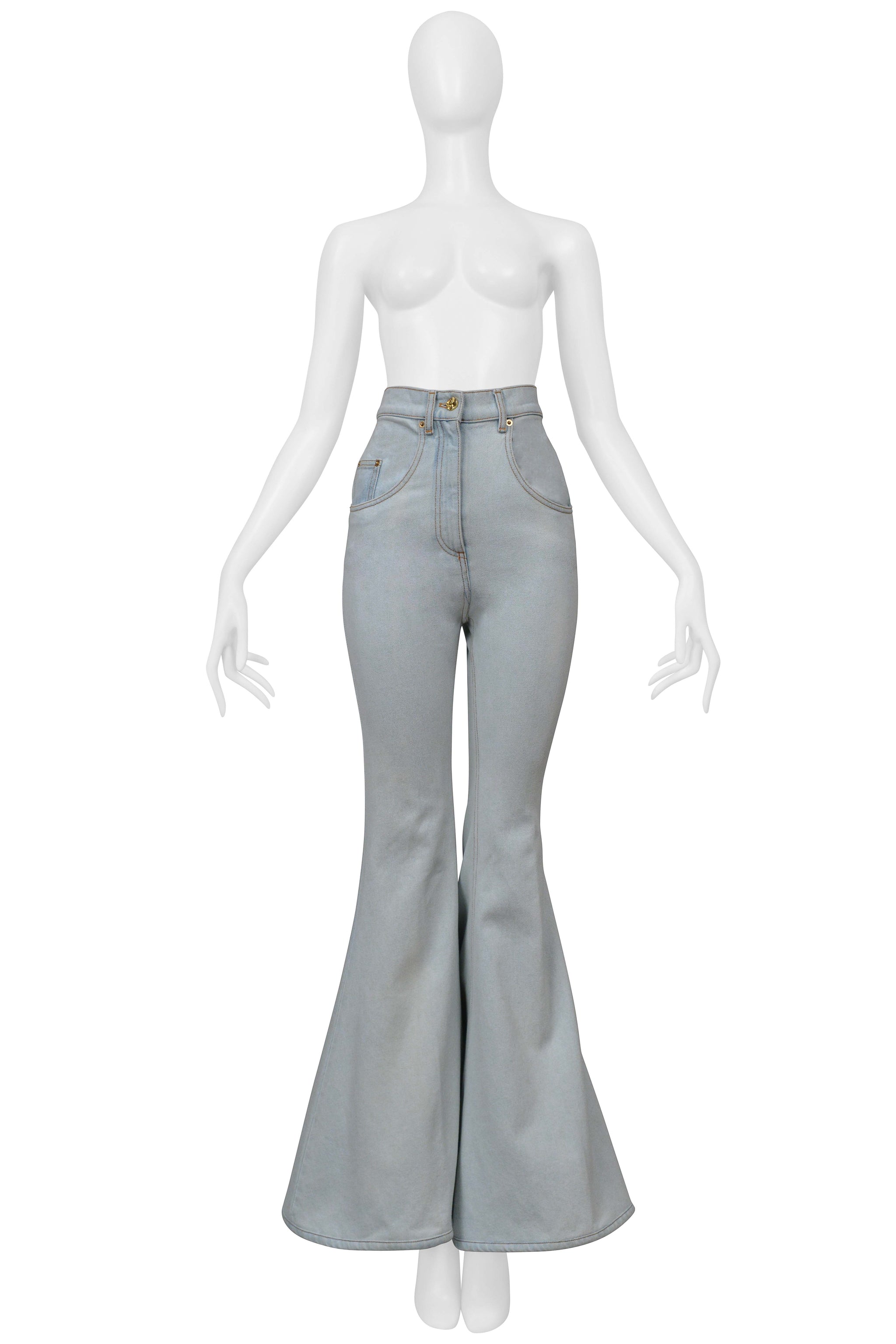 NINA RICCI ACID WASHED ULTRA FLARE DENIM JEANS