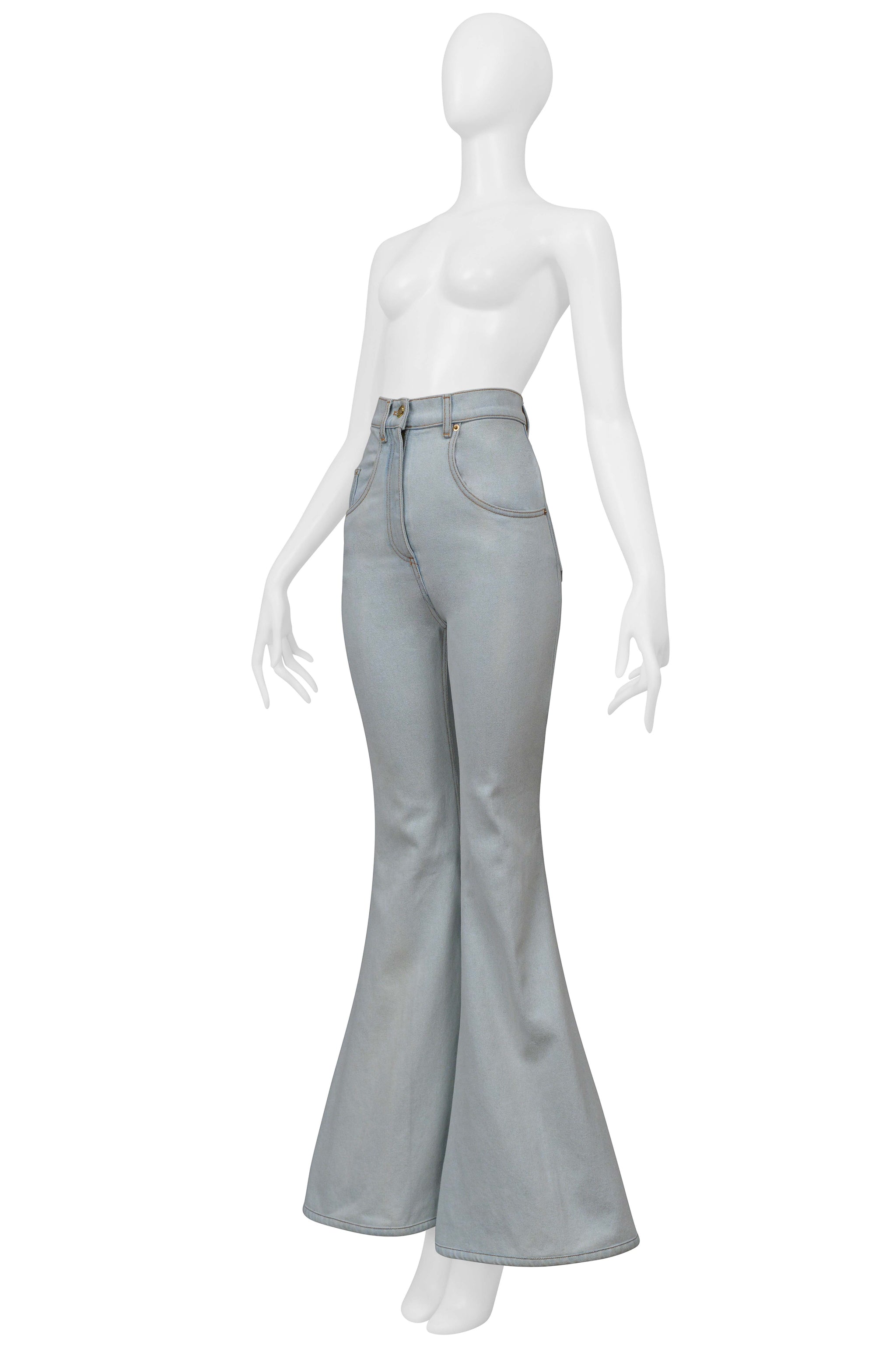 NINA RICCI ACID WASHED ULTRA FLARE DENIM JEANS