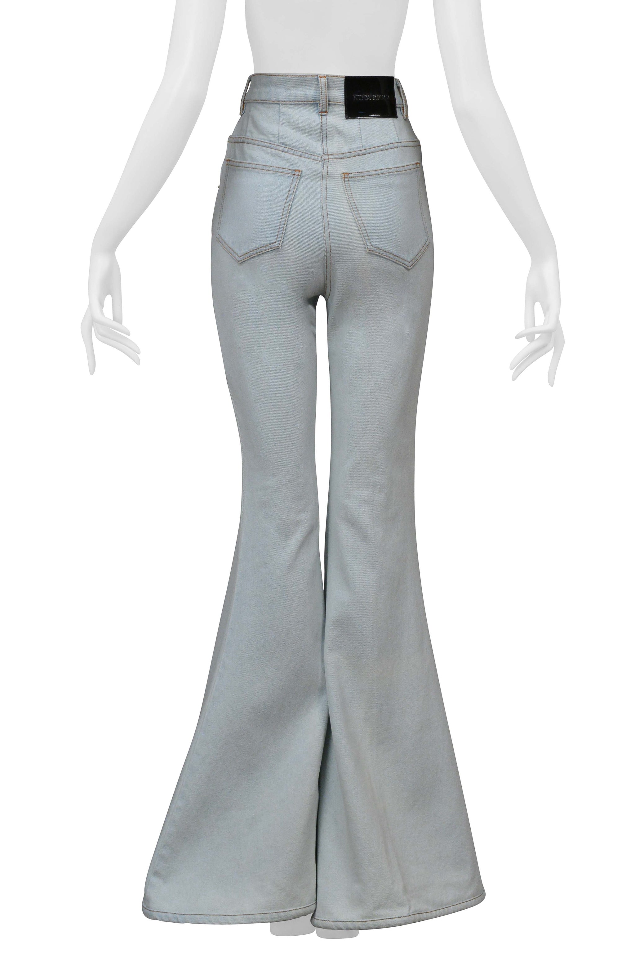 NINA RICCI ACID WASHED ULTRA FLARE DENIM JEANS