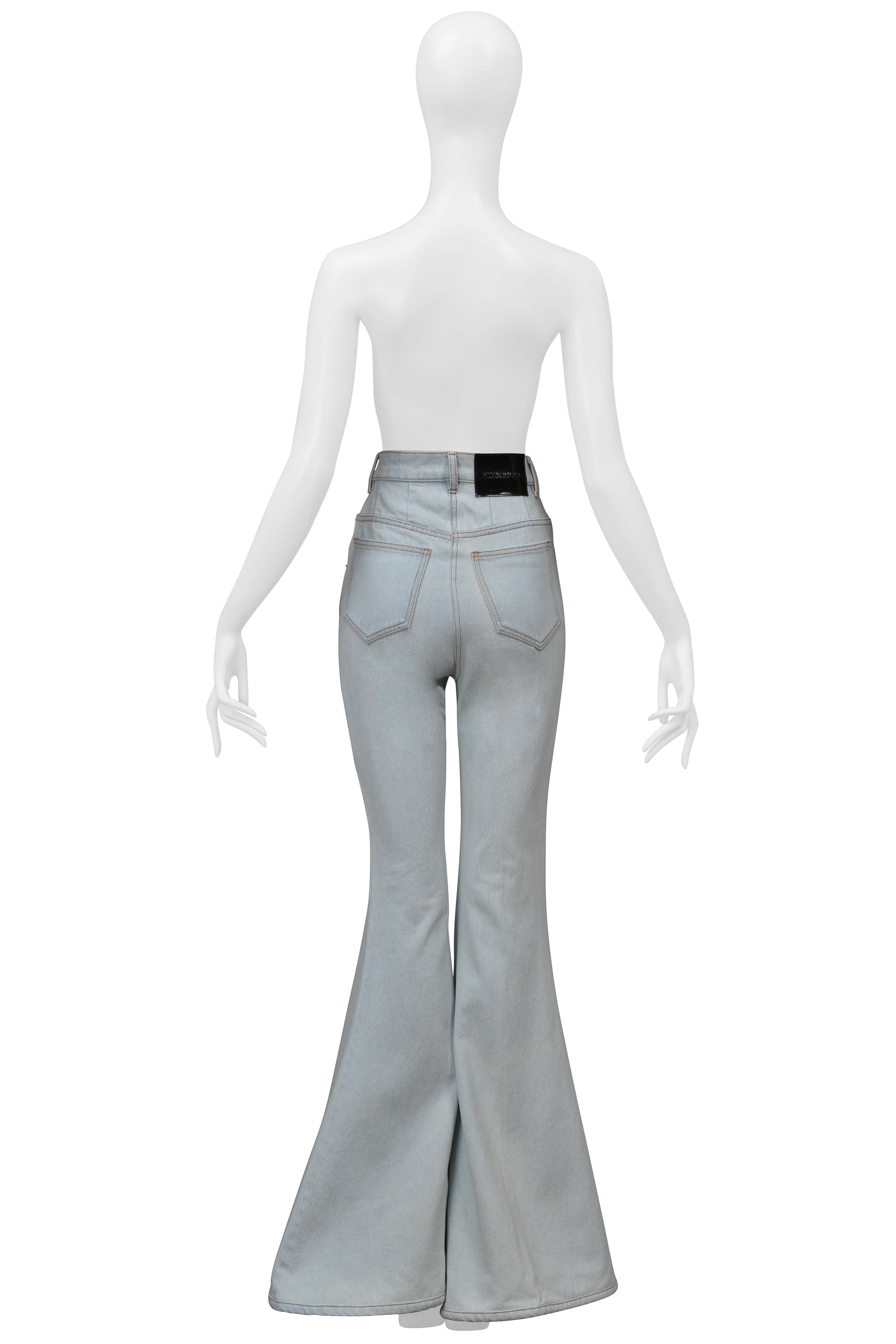 NINA RICCI ACID WASHED ULTRA FLARE DENIM JEANS