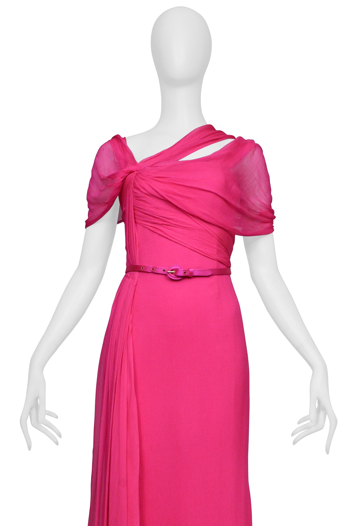 OSCAR DE LA RENTA HOT PINK GOWN WITH BELT