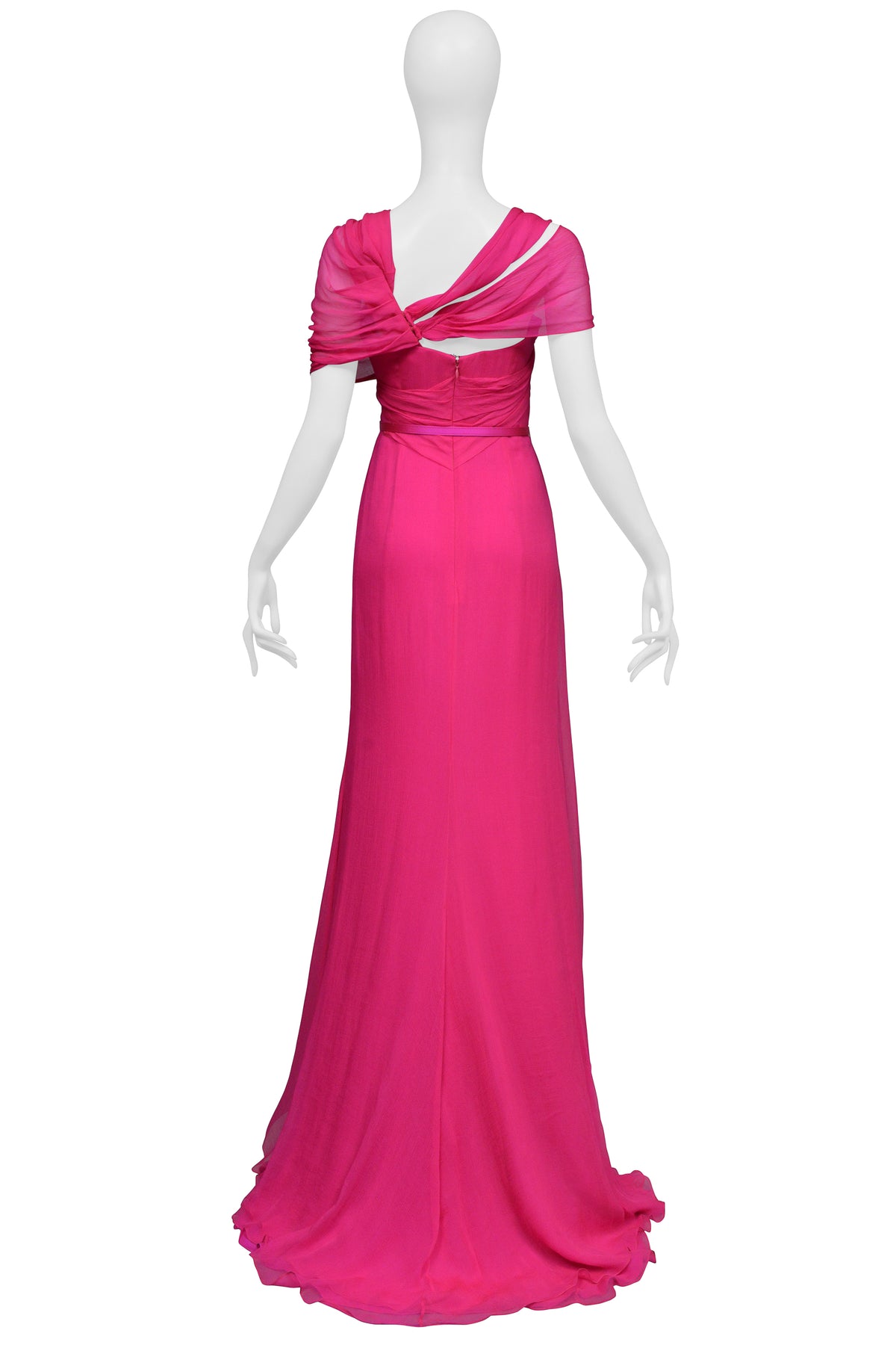 OSCAR DE LA RENTA HOT PINK GOWN WITH BELT