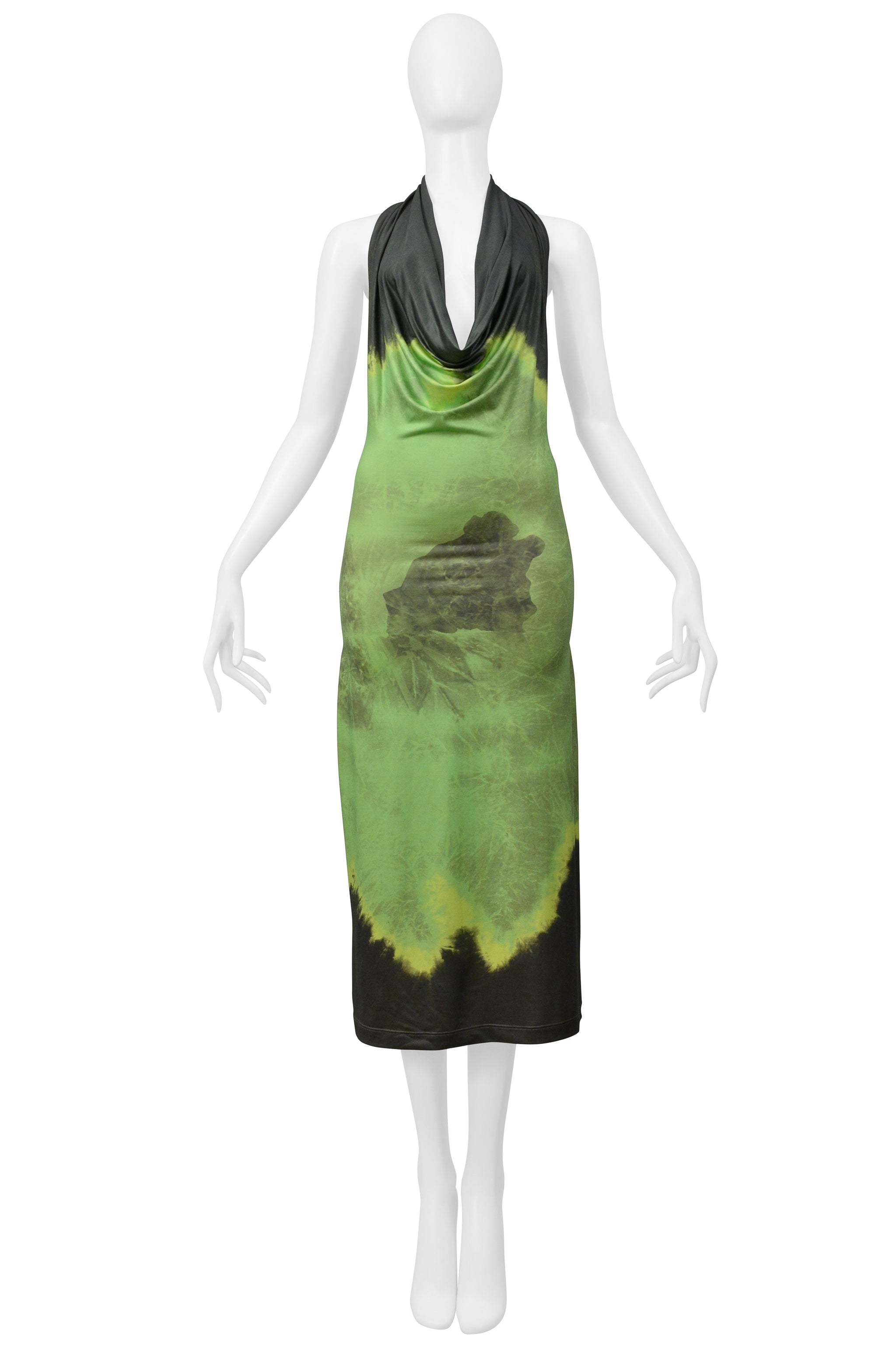 PLEIN SUD BRIGHT GREEN HALTER DRESS WITH FLOWER PRINT