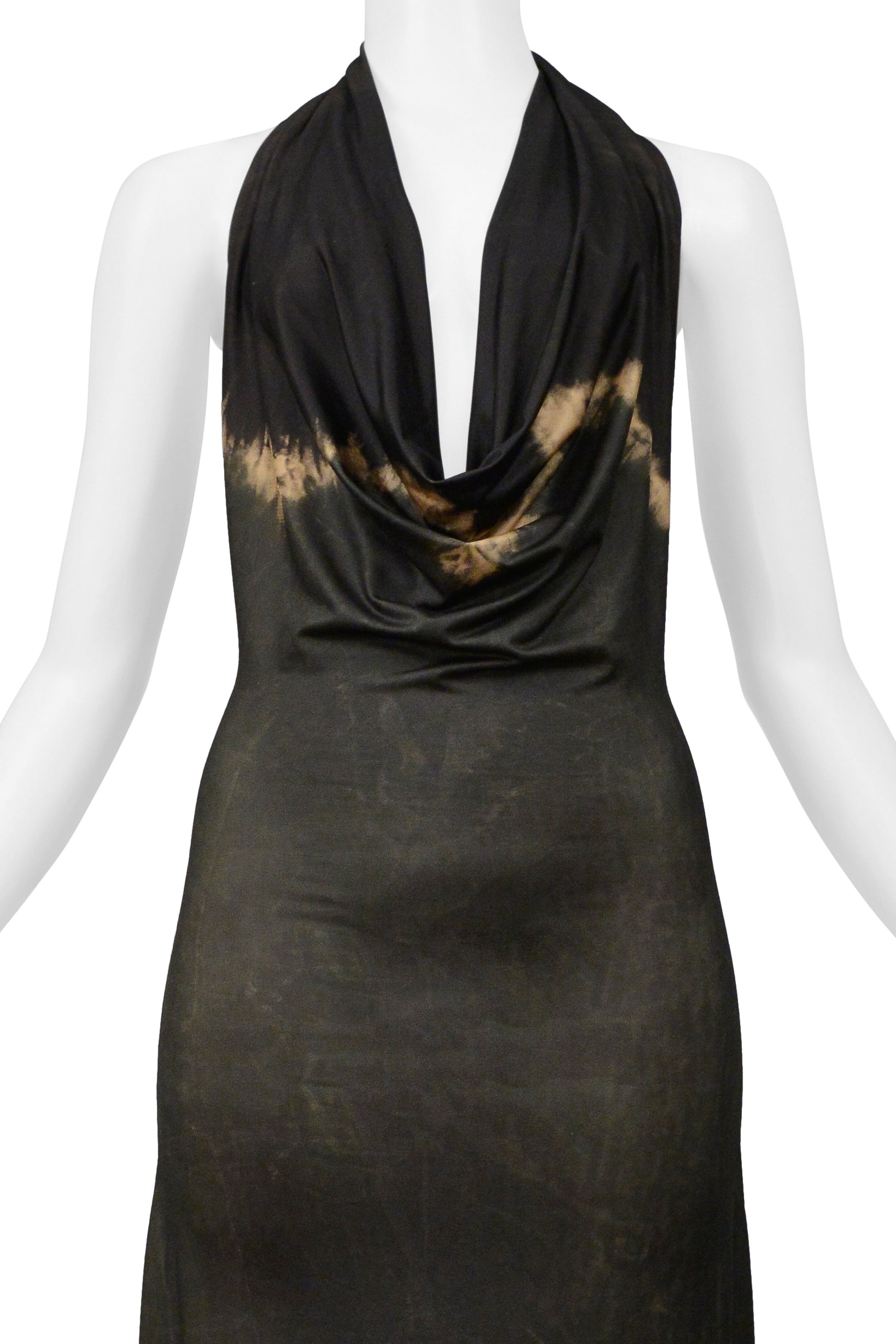 PLEIN SUD DARK GREEN TIE-DYE HALTER DRESS