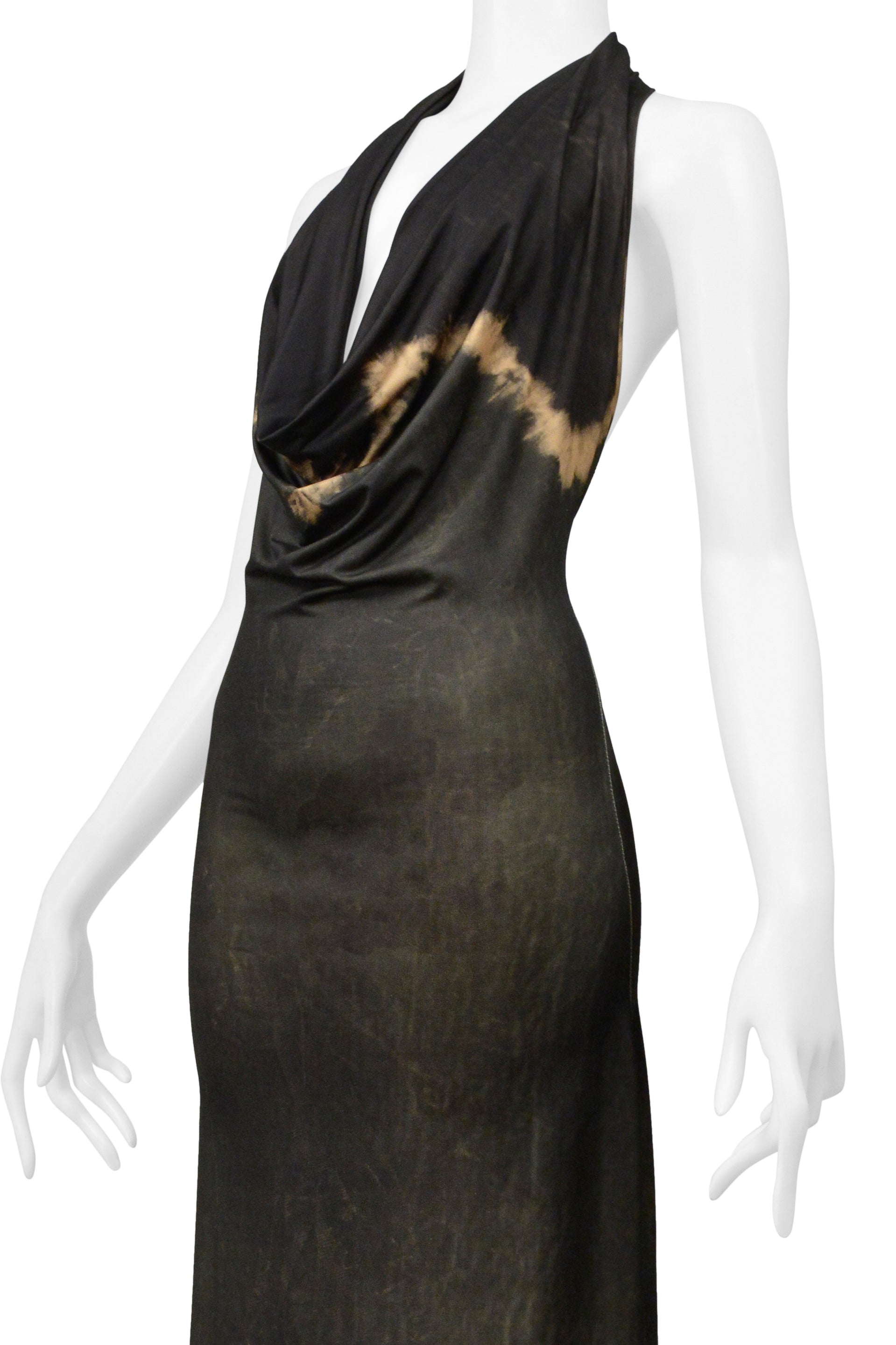 PLEIN SUD DARK GREEN TIE-DYE HALTER DRESS