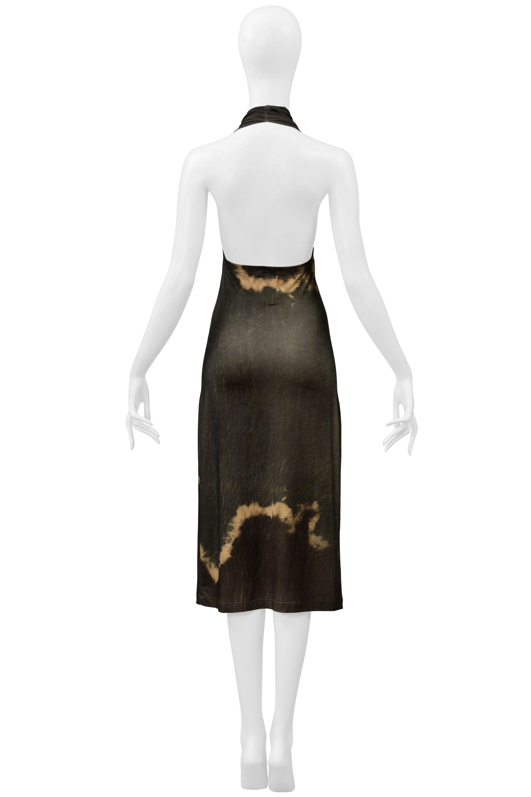PLEIN SUD DARK GREEN TIE-DYE HALTER DRESS