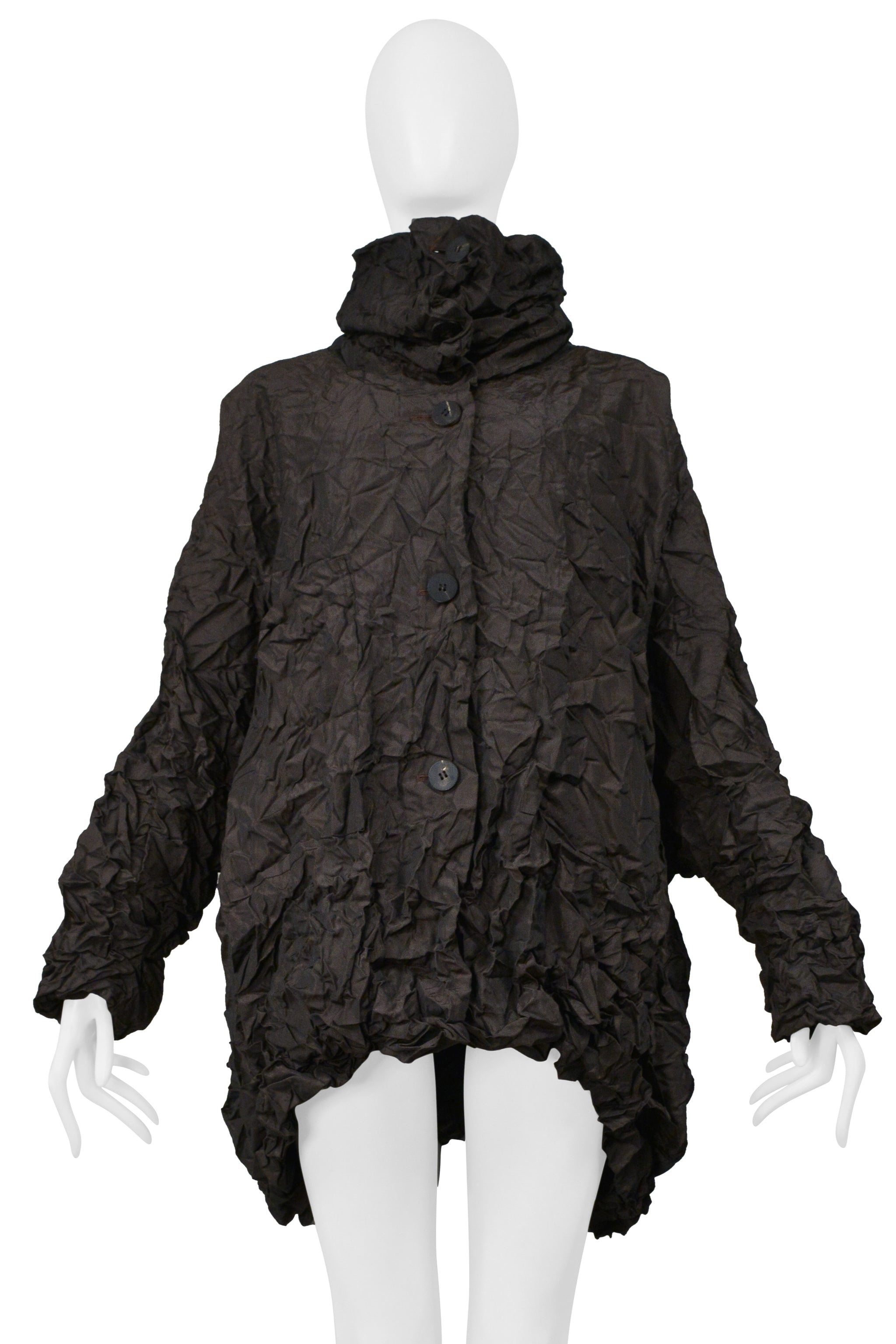 POINT-VUE SHU MORIYAMA BROWN CRINKLE OVERSIZED COAT 1998
