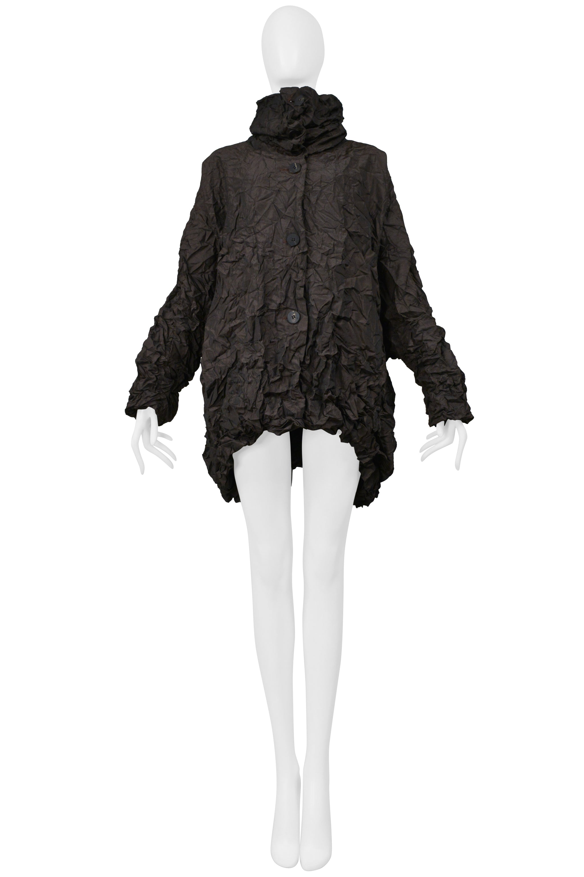 POINT-VUE SHU MORIYAMA BROWN CRINKLE OVERSIZED COAT 1998