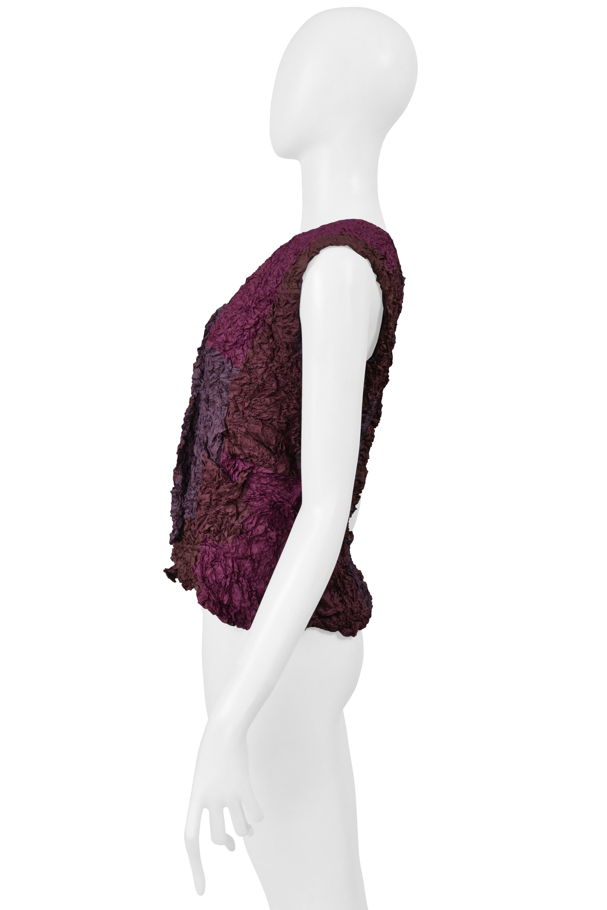 POINT-VUE SHU MORIYAMA PURPLE CRINKLE PATCHWORK VEST 1998
