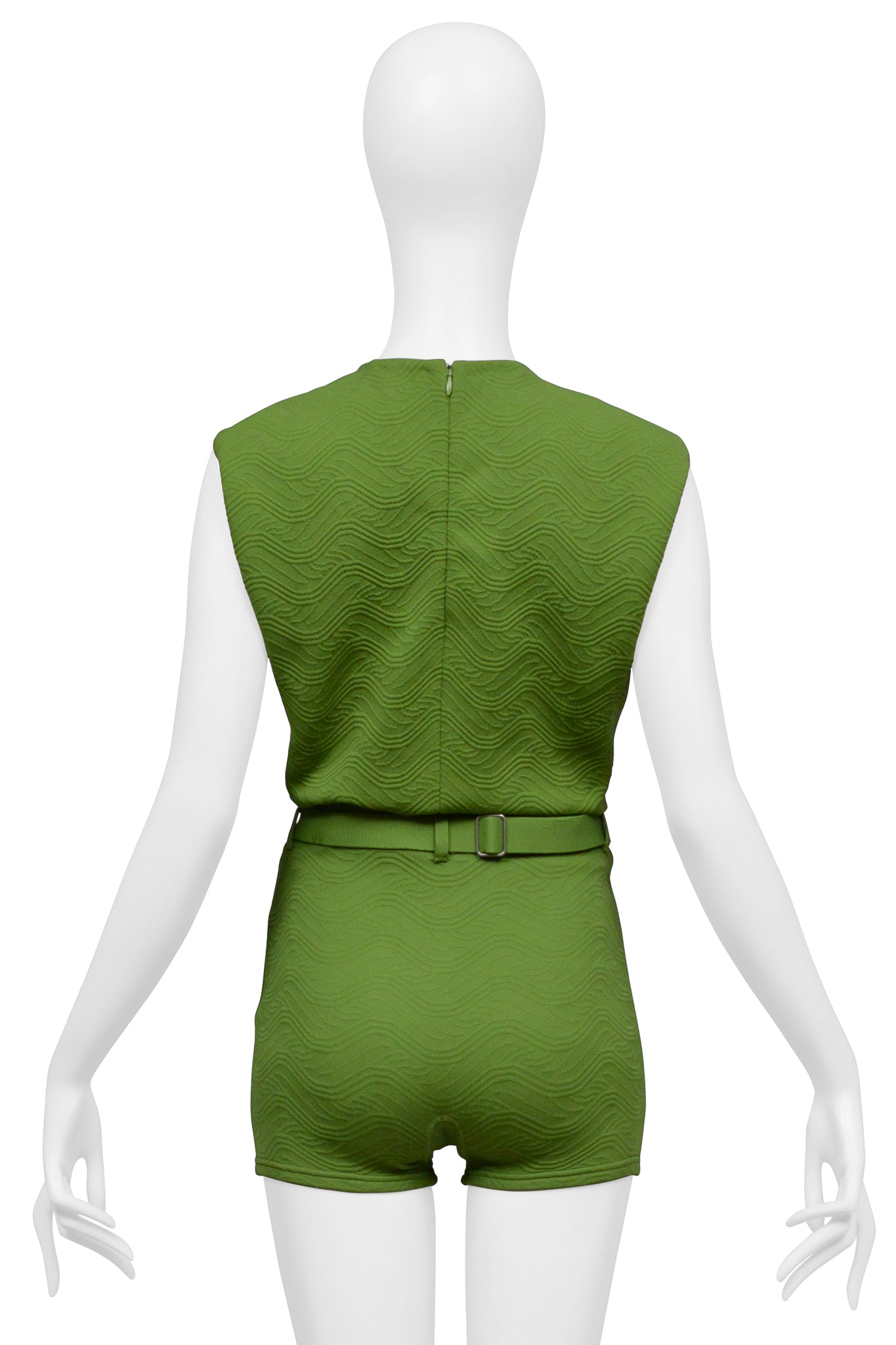 PRADA TEXTURED GREEN TOP AND CULOTTES ENSEMBLE 2021