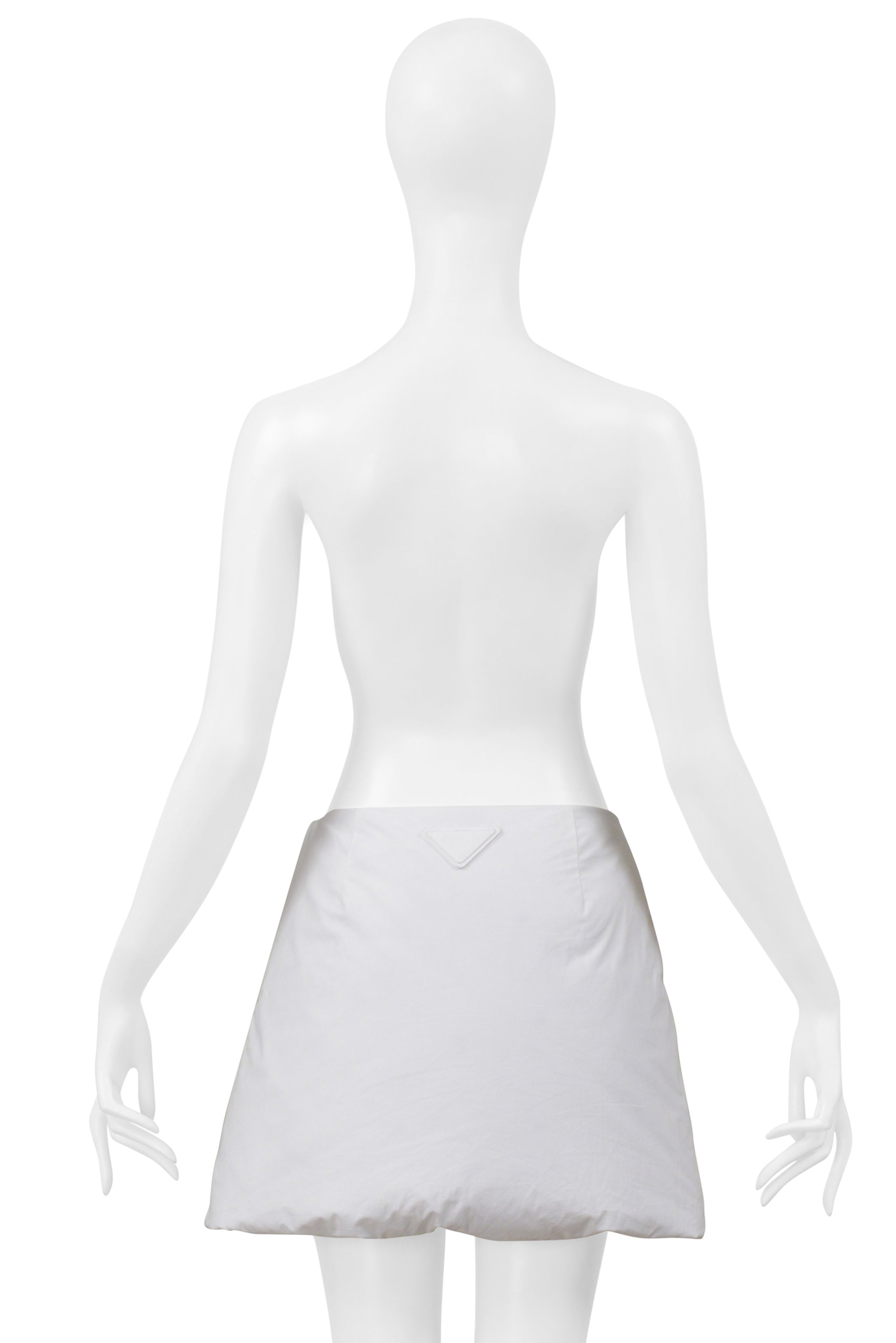 PRADA BY RAF SIMONS WHITE COTTON PADDED JACKET AND MINI SKIRT 2023