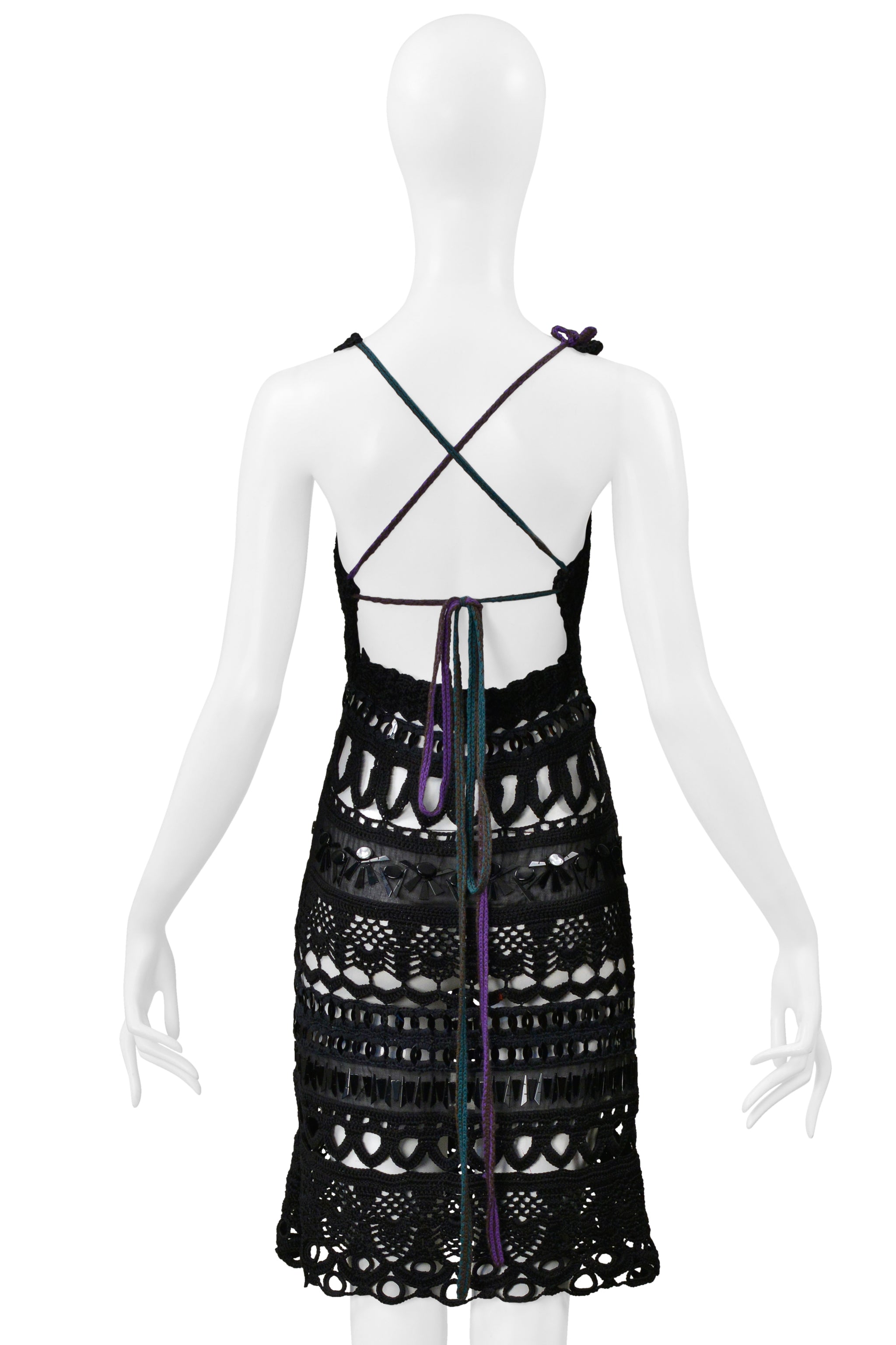 PRADA BLACK FANCY KNIT AND GEMS DRESS 2005