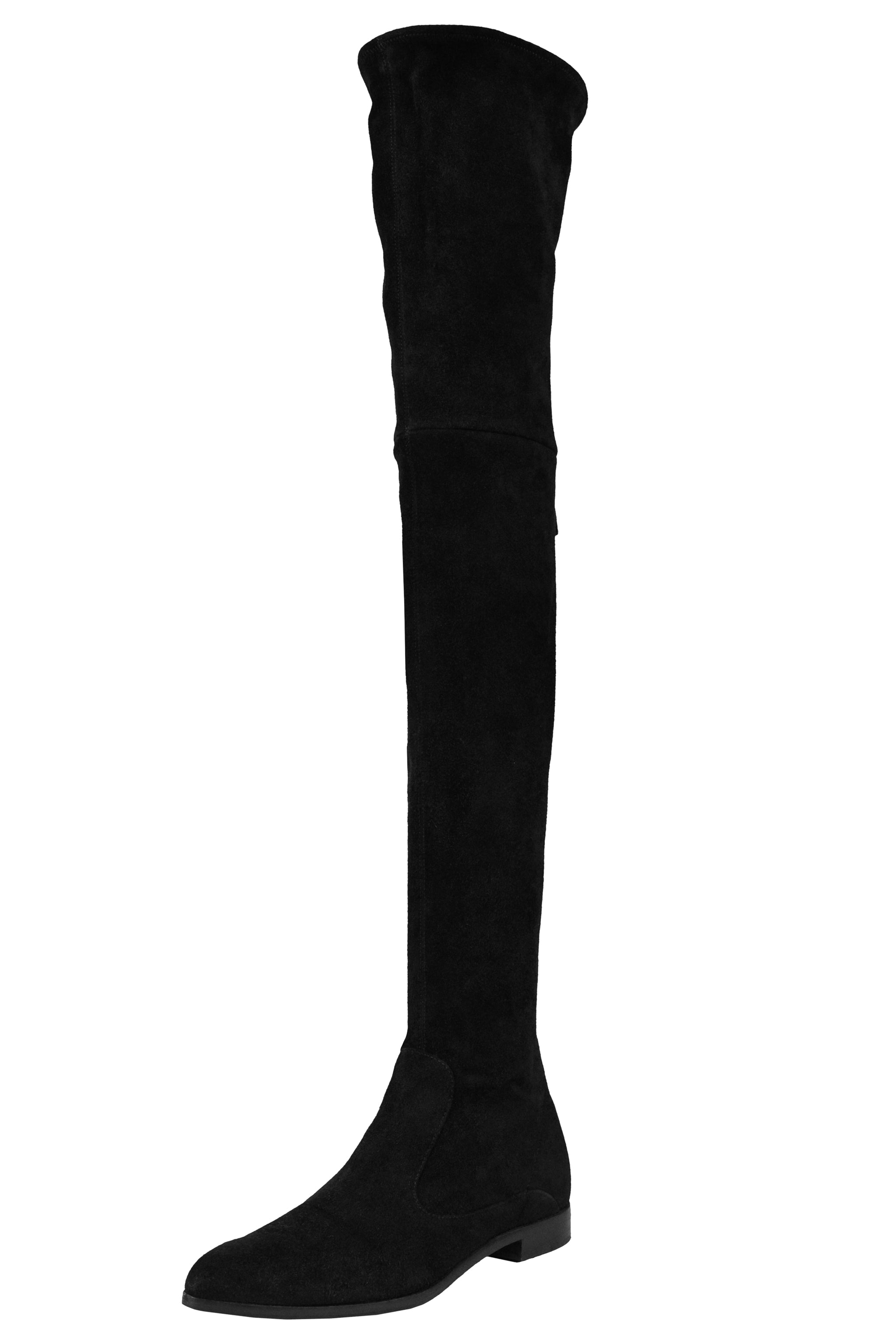 PRADA BLACK SUEDE THIGH HIGH BOOTS WITH ZIPPERS