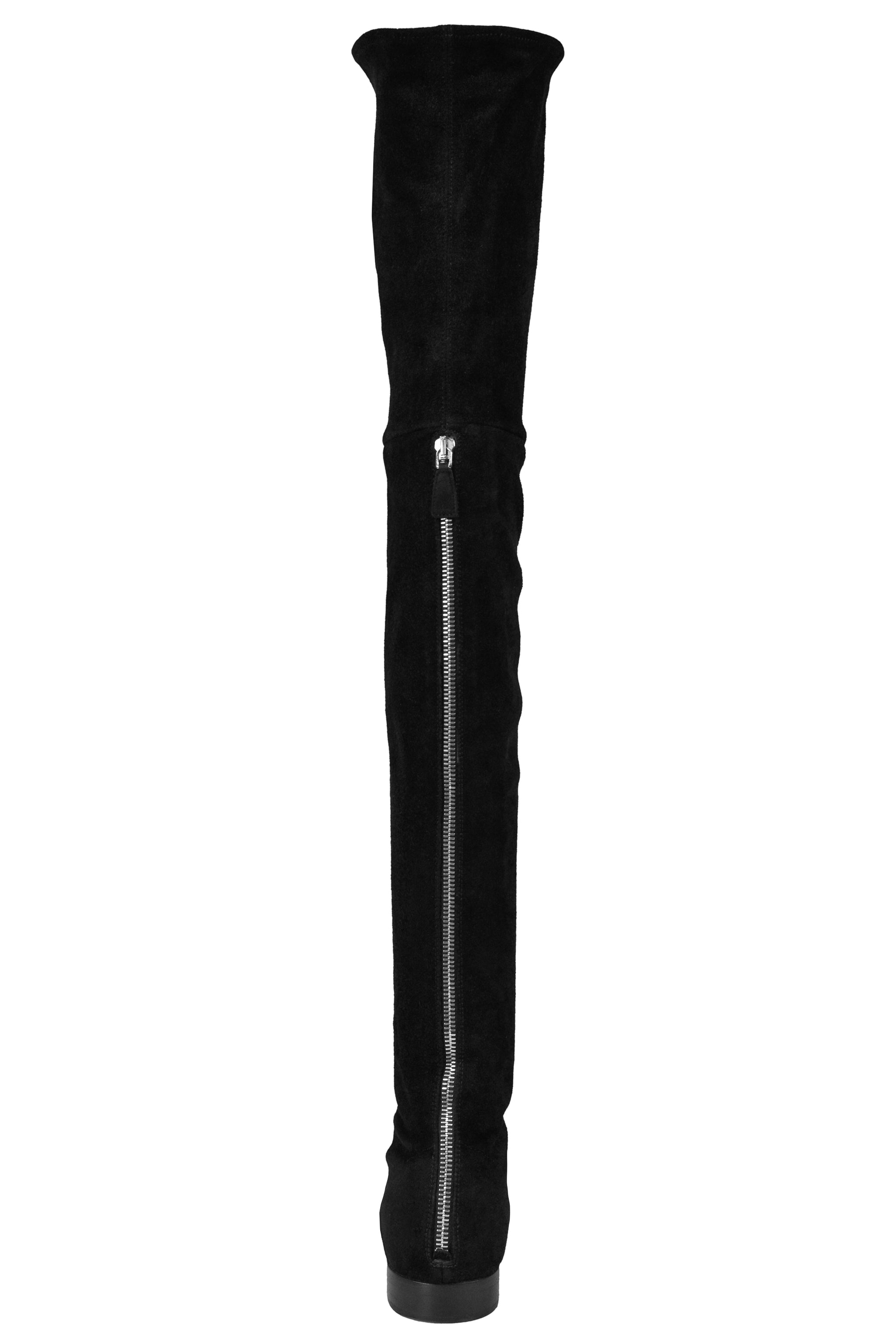 PRADA BLACK SUEDE THIGH HIGH BOOTS WITH ZIPPERS