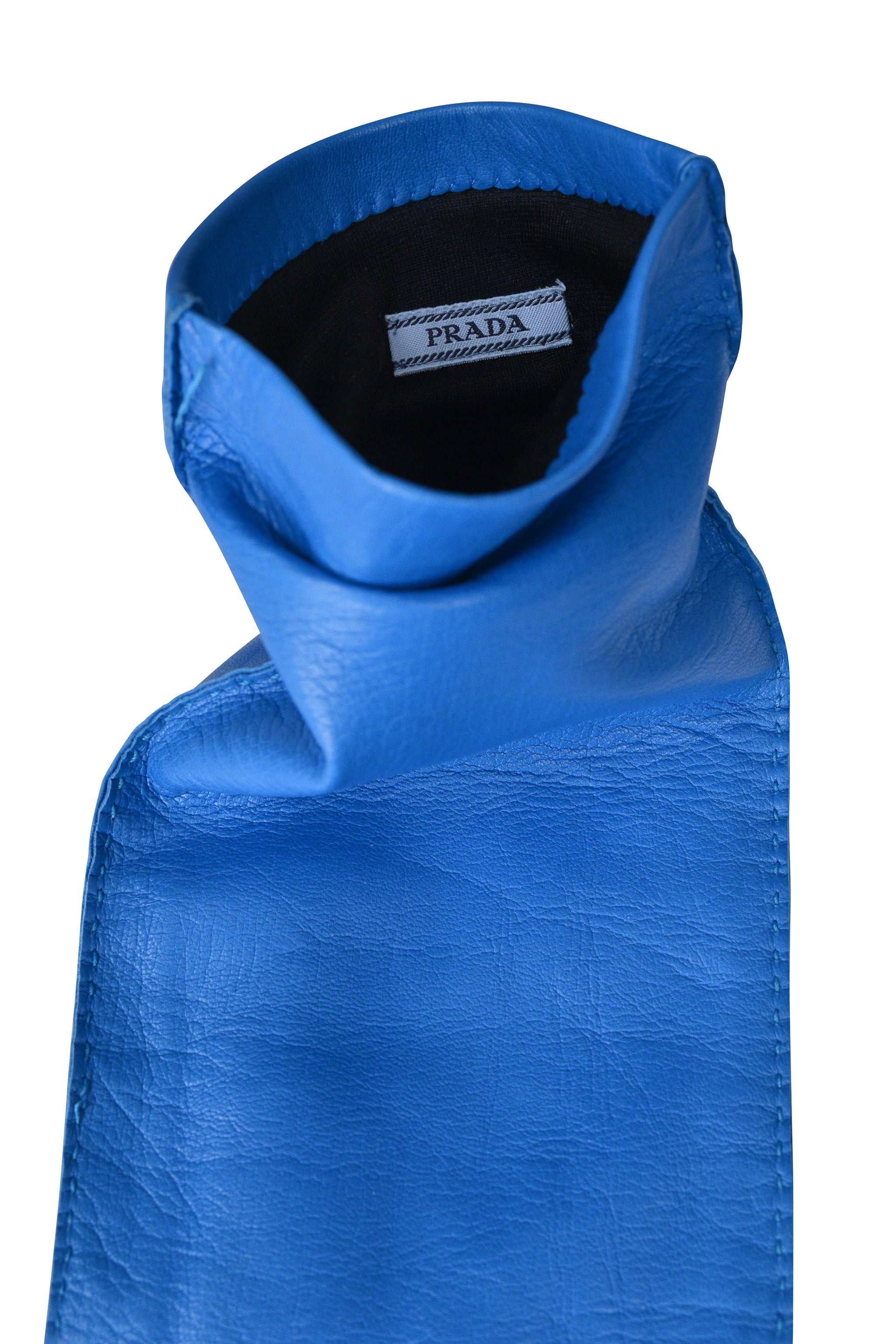 PRADA BLUE LEATHER OPERA GLOVES 2015