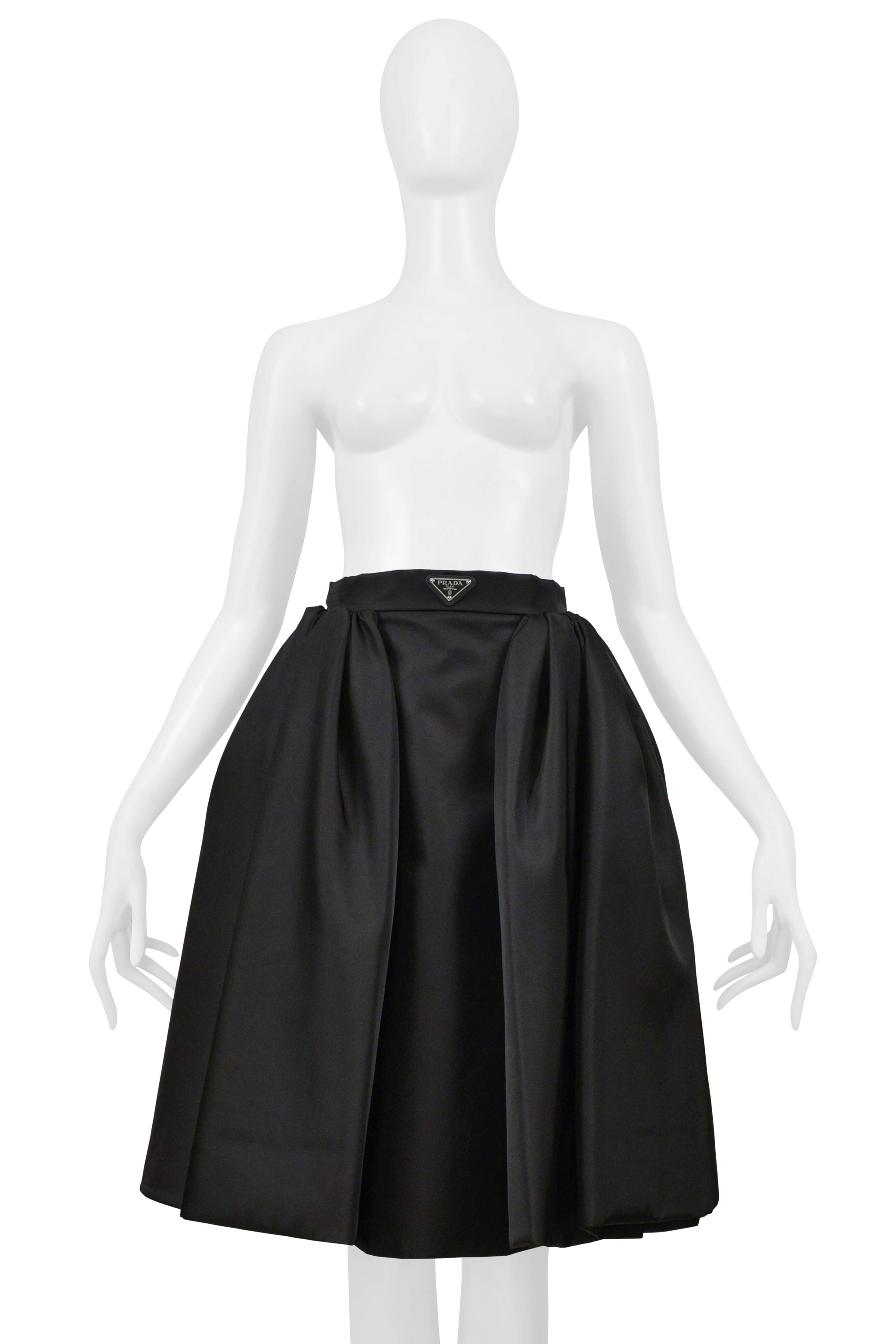PRADA BY RAF SIMONS RE-NYLON BLACK SKIRT WITH LOGO 2021