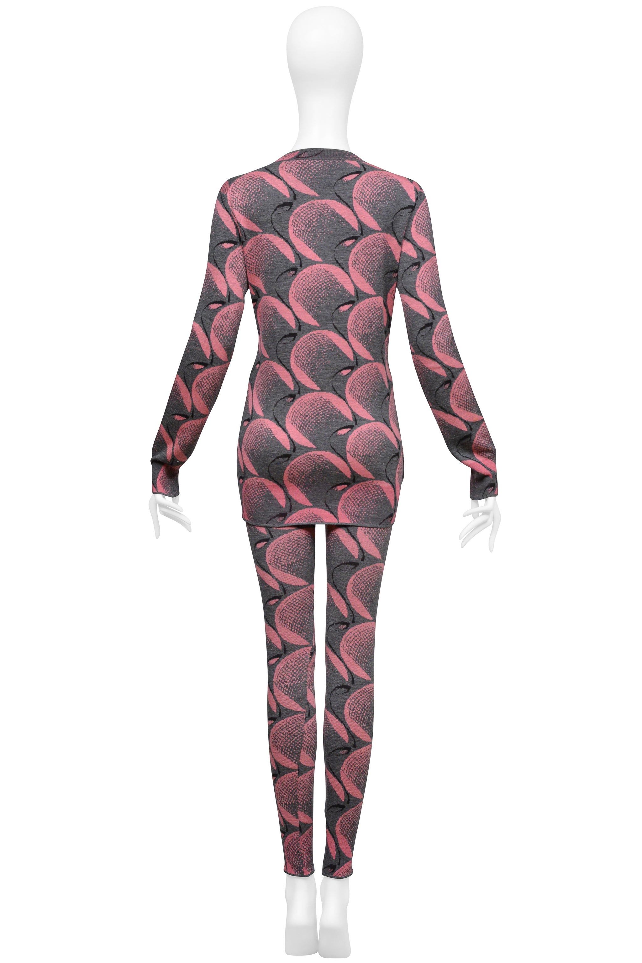 PRADA PINK AND GREY PRINTED CARDIGAN AND LEGGINGS ENSEMBLE 2021