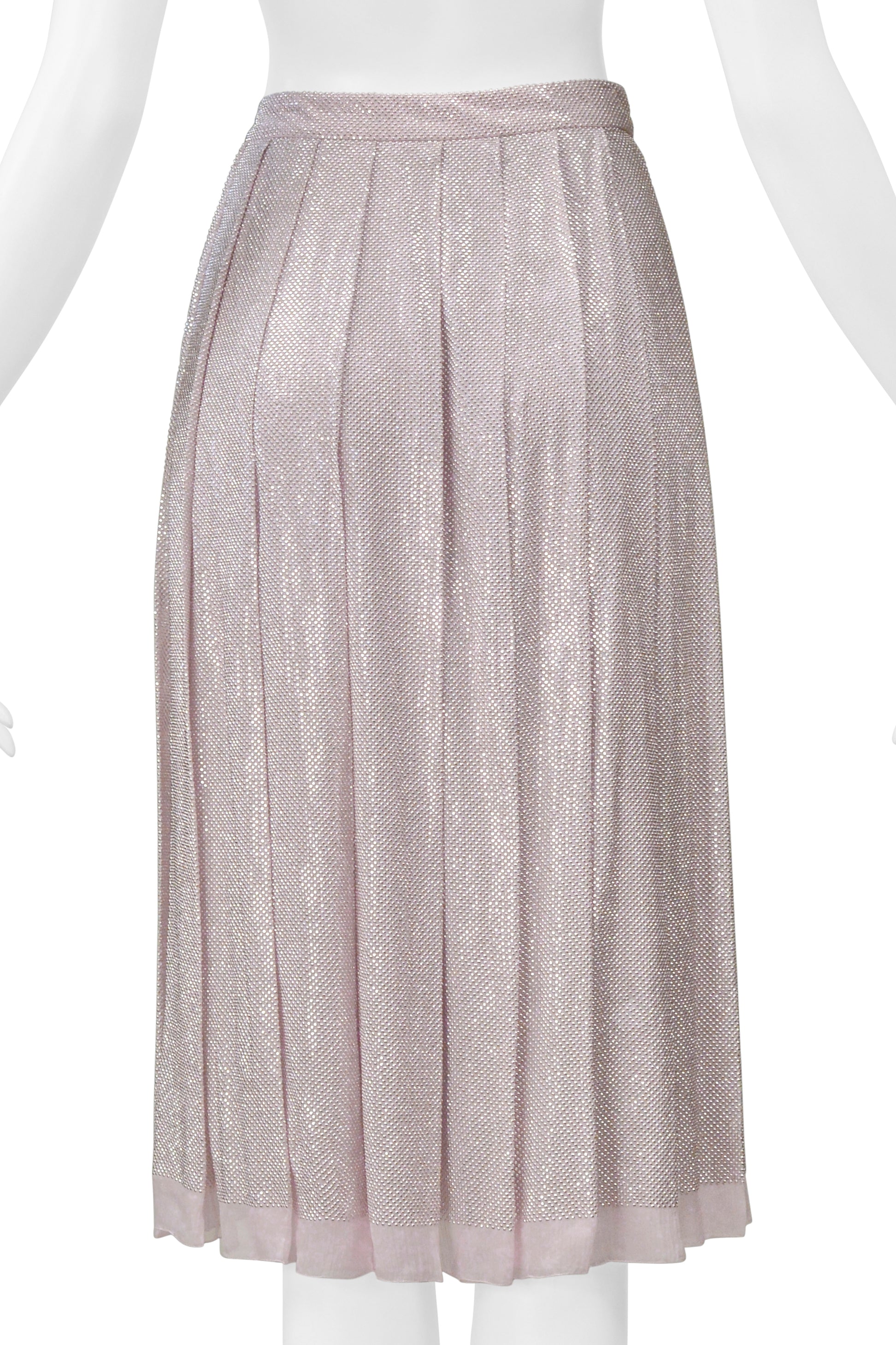 PRADA ICED LILAC CRYSTAL BEADED PLEATED SKIRT