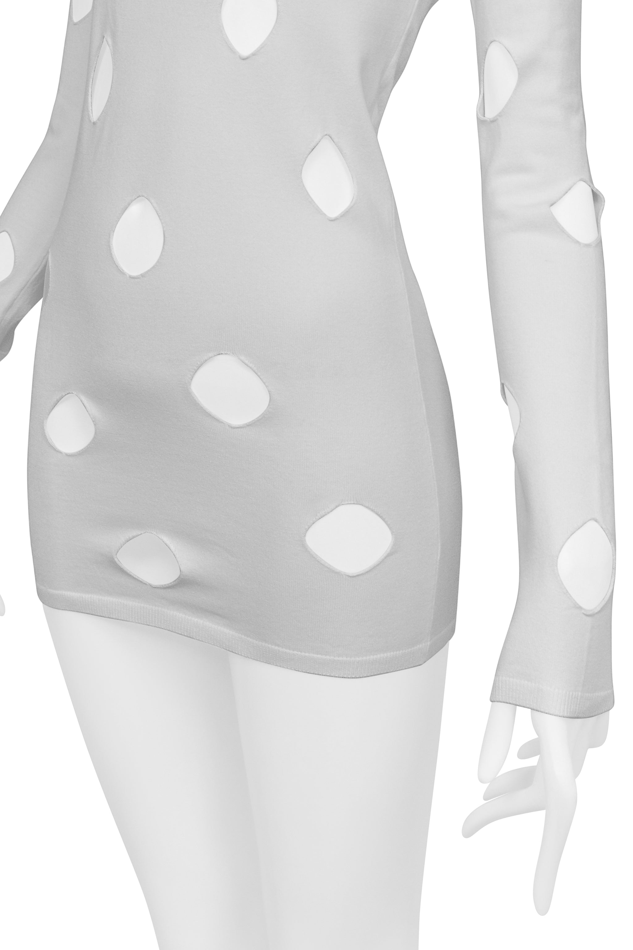 PRADA WHITE CUTOUT KNIT SWEATER WITH HIGH NECK PRADA WHITE CUTOUT KNIT SWEATER WITH HIGH NECK