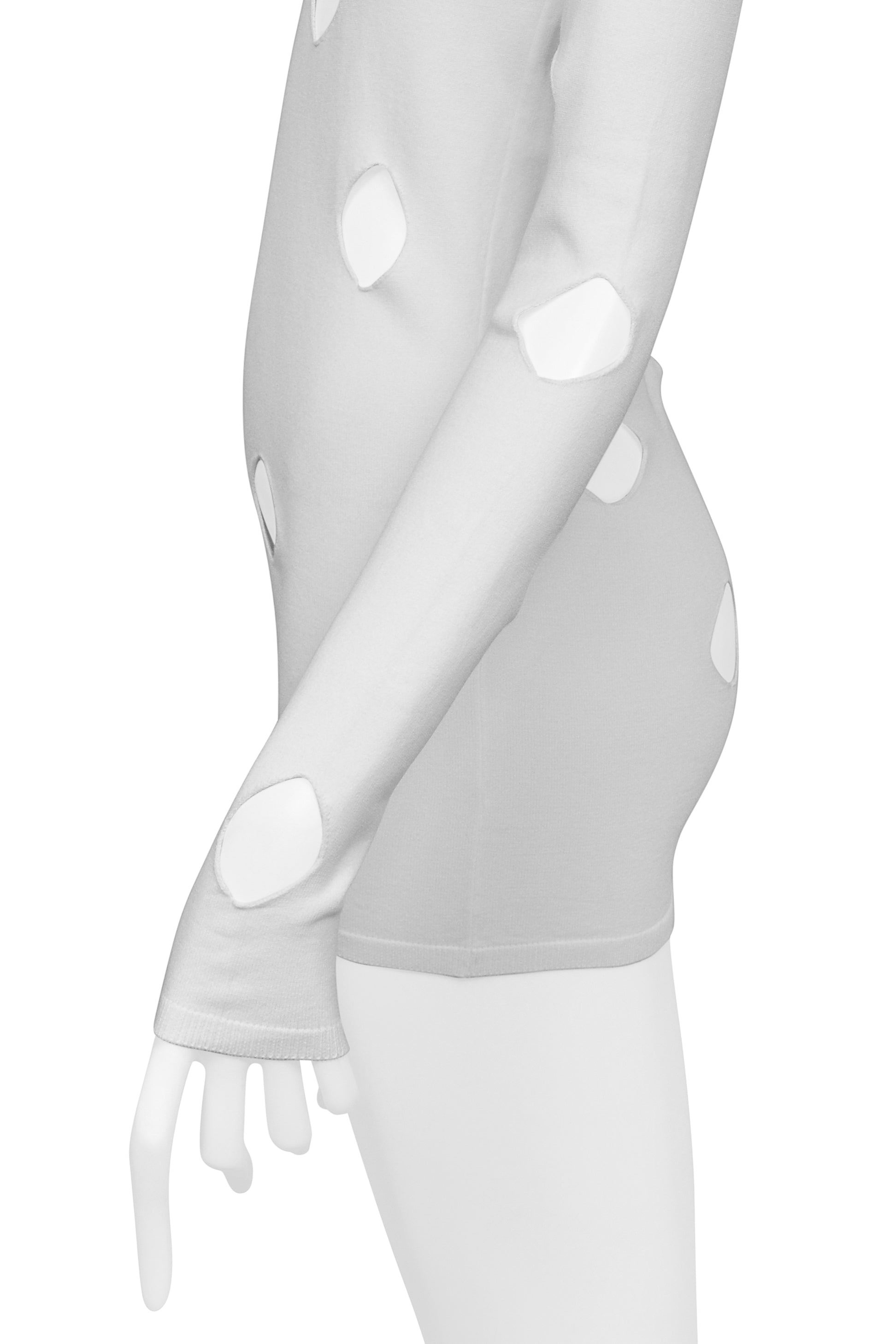 PRADA WHITE CUTOUT KNIT SWEATER WITH HIGH NECK PRADA WHITE CUTOUT KNIT SWEATER WITH HIGH NECK