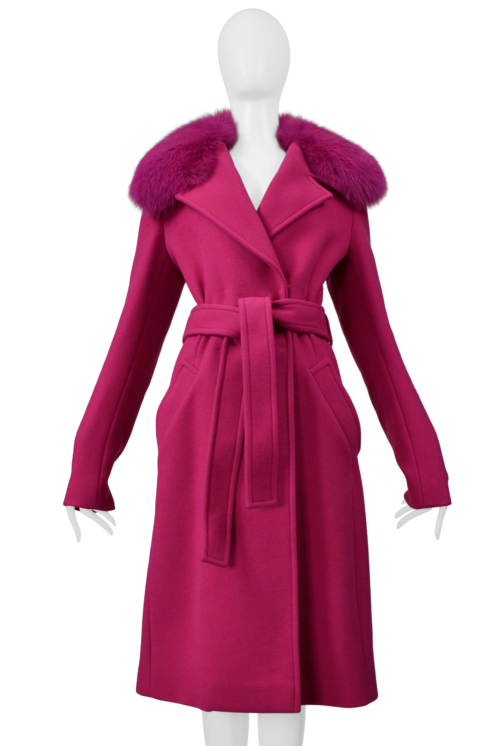 PUCCI PINK COAT WITH PINK FOX FUR COLLAR