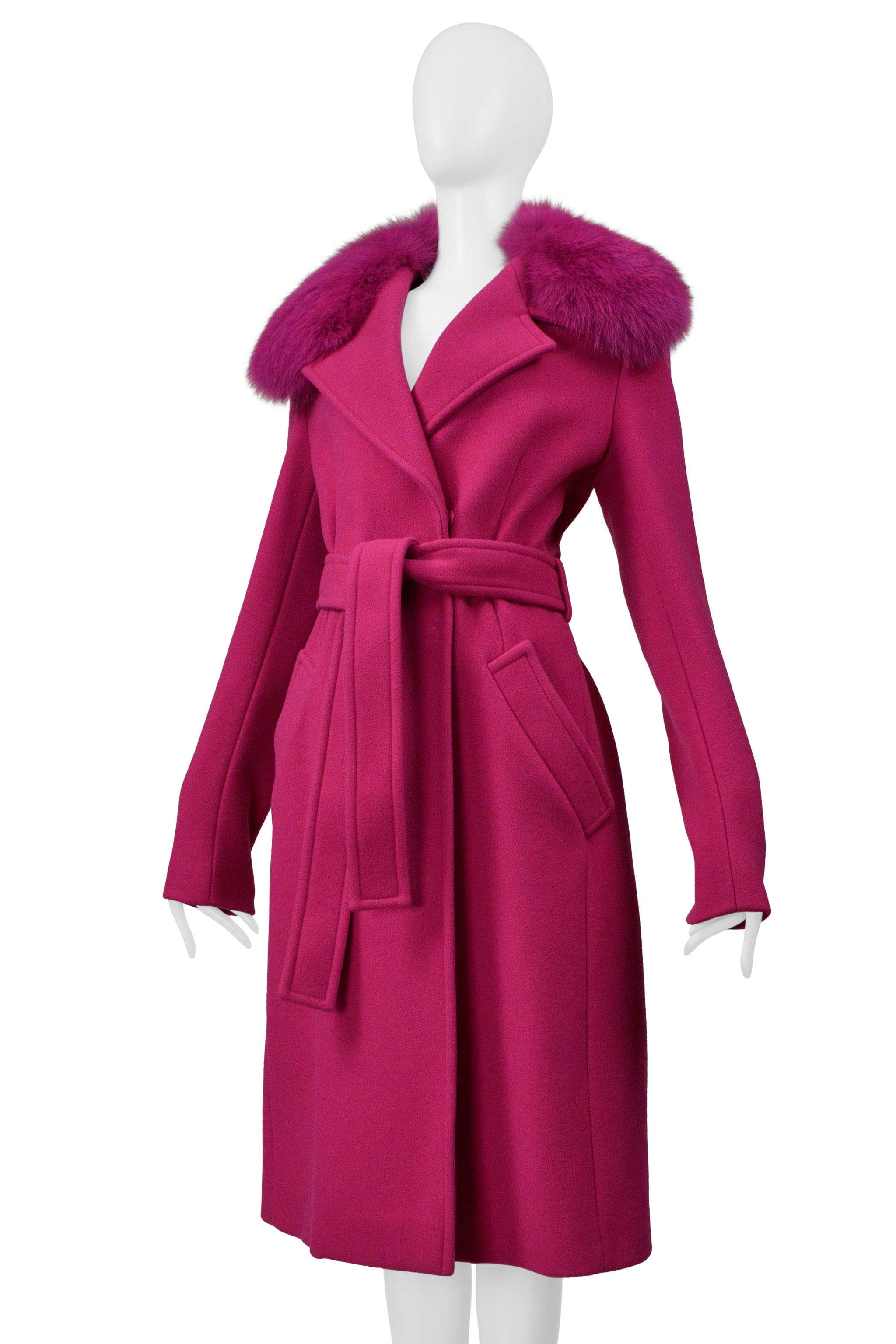 PUCCI PINK COAT WITH PINK FOX FUR COLLAR