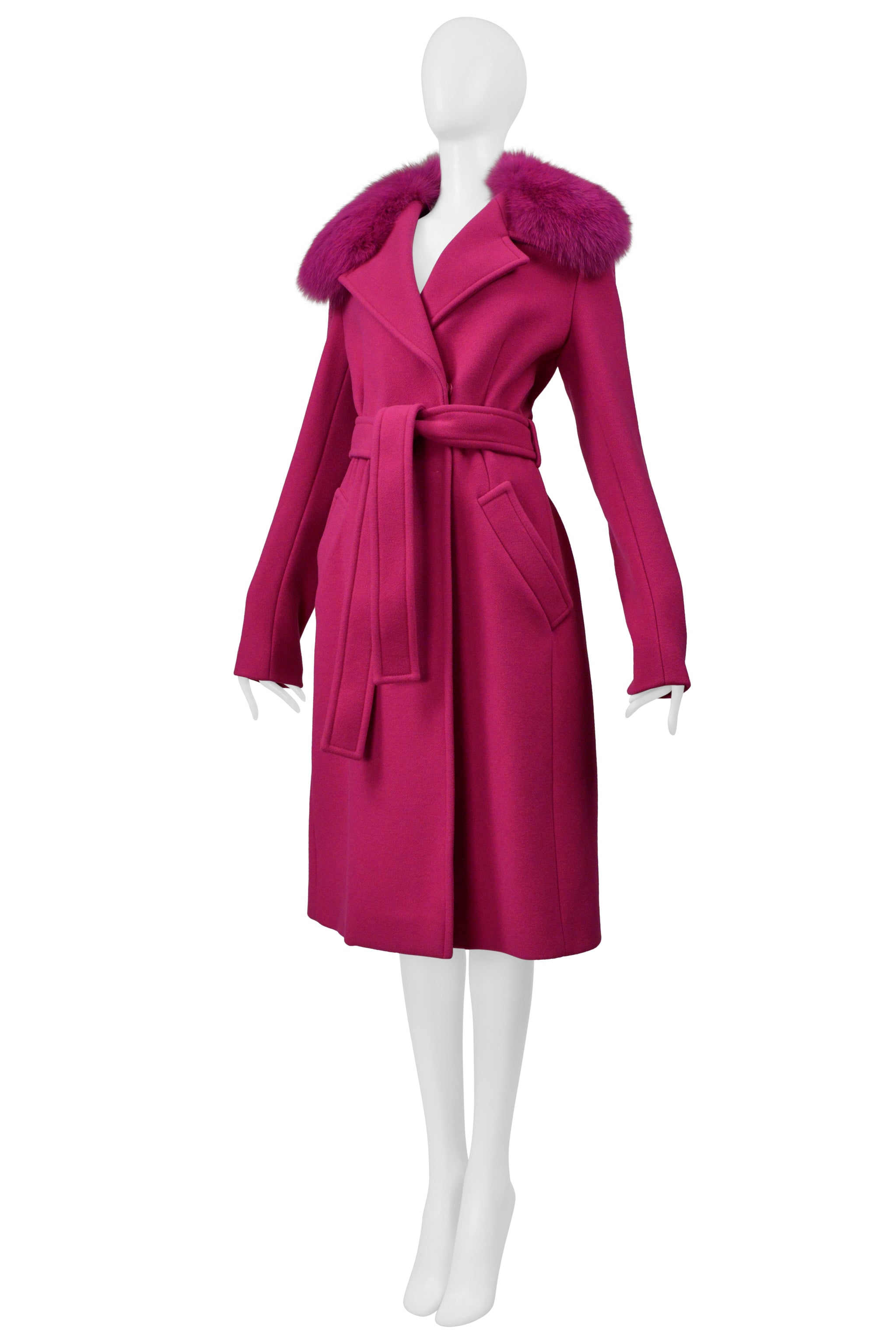 PUCCI PINK COAT WITH PINK FOX FUR COLLAR