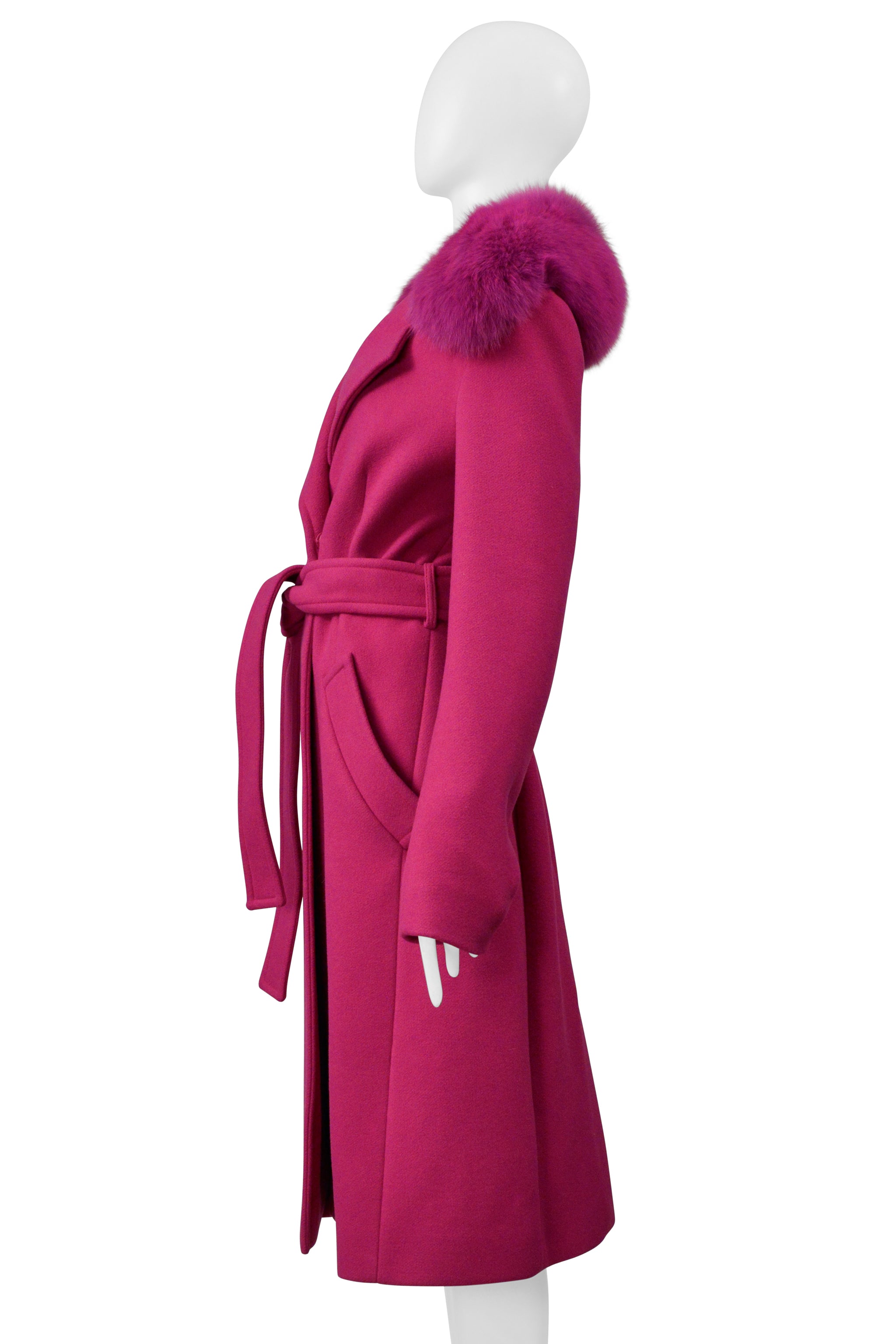 PUCCI PINK COAT WITH PINK FOX FUR COLLAR