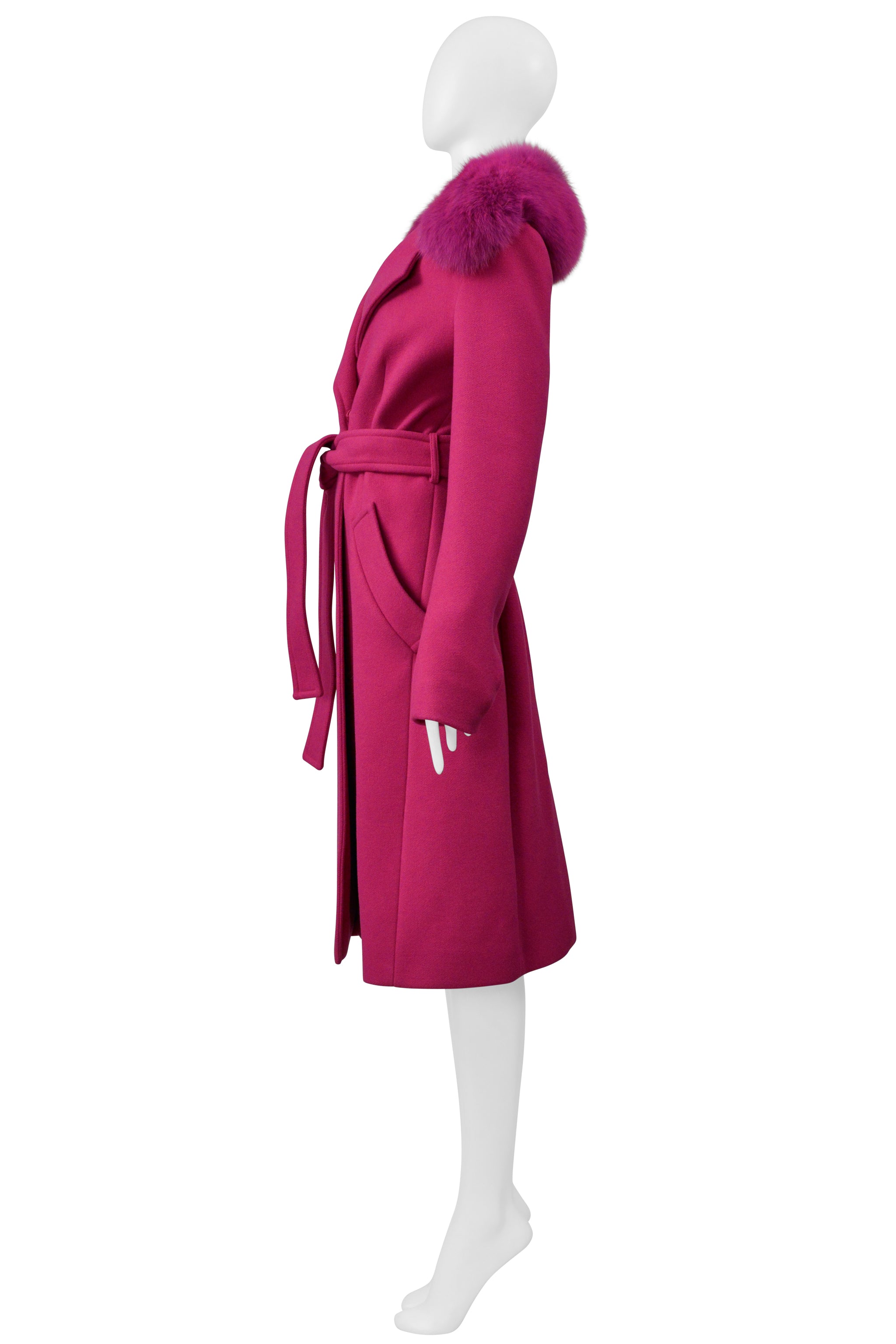 PUCCI PINK COAT WITH PINK FOX FUR COLLAR
