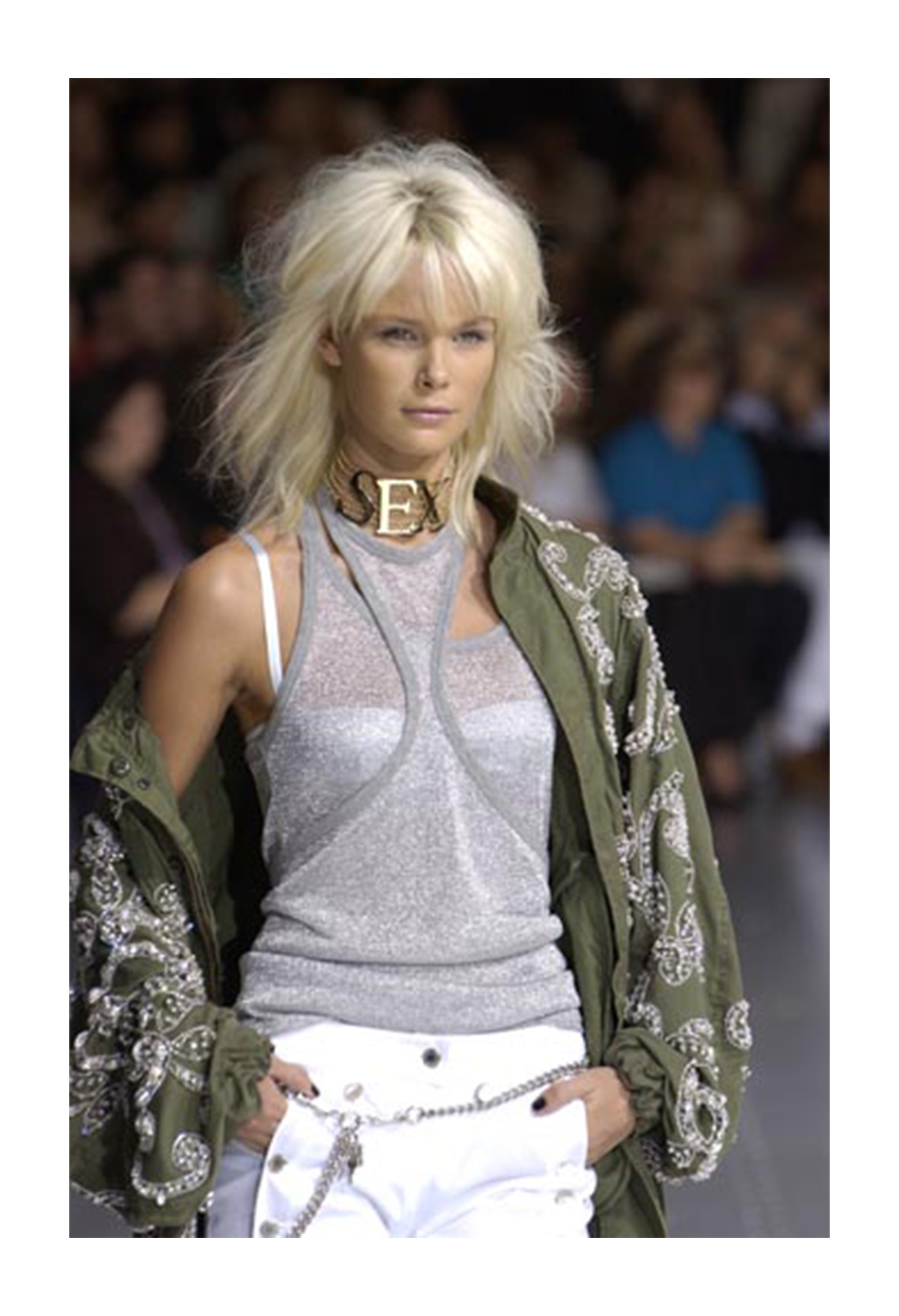 DOLCE & GABBANA SILVER LAME RACER BACK TANK WITH GATHERS AT THE BACK 2003