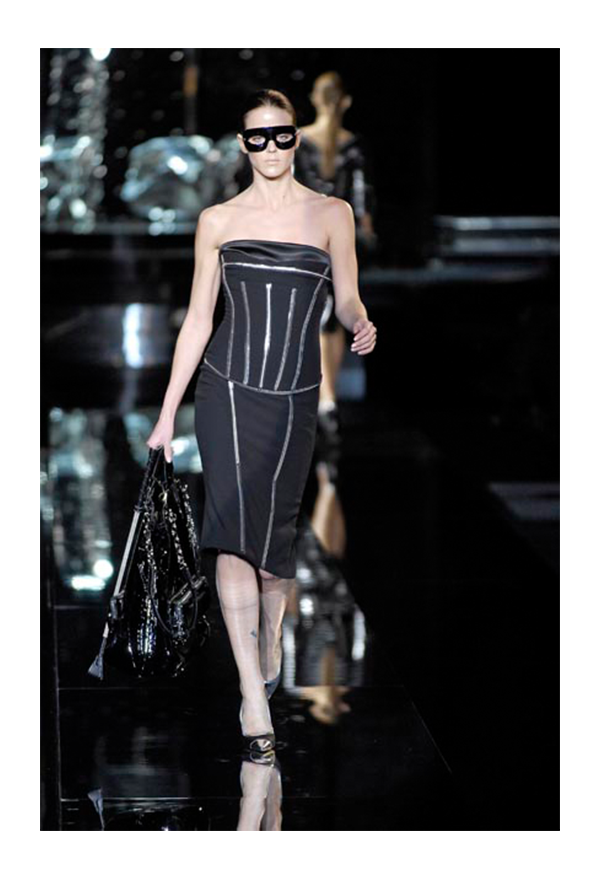 DOLCE & GABBANA BLACK STRAPLESS ZIPPERS DRESS 2007
