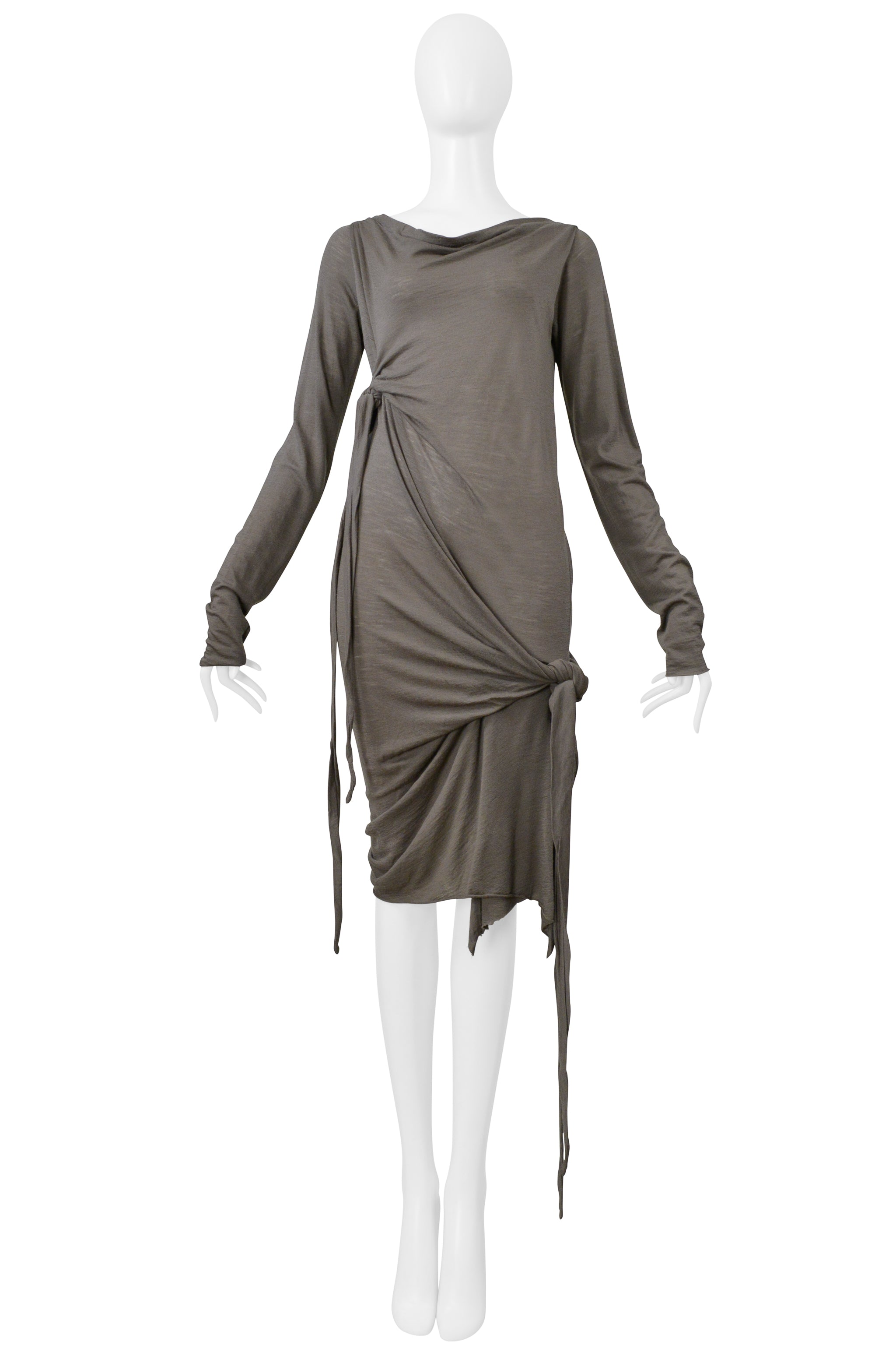RICK OWENS GRAY FINE KNIT KNOT DRESS 2006