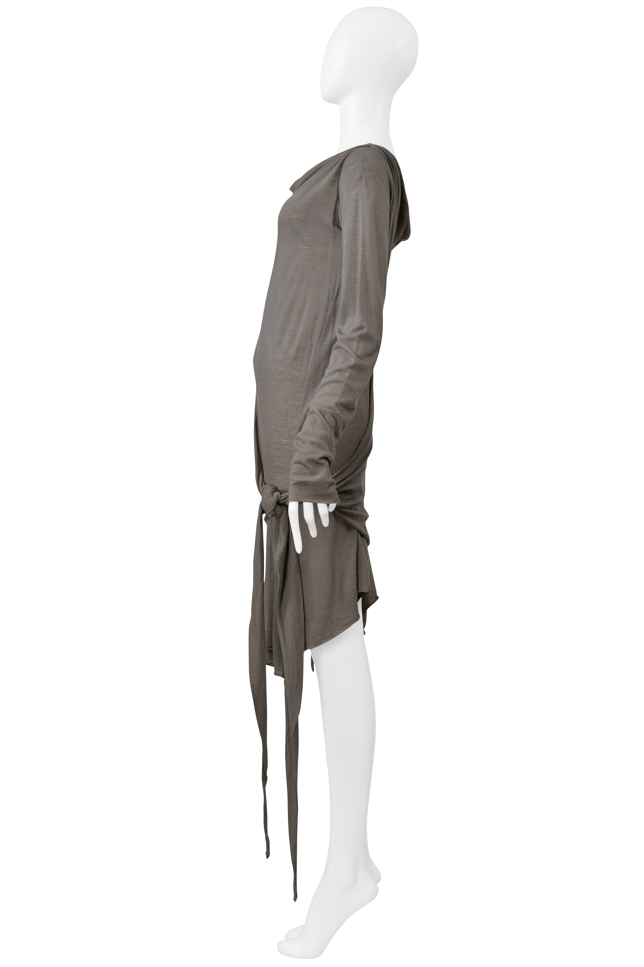 RICK OWENS GRAY FINE KNIT KNOT DRESS 2006