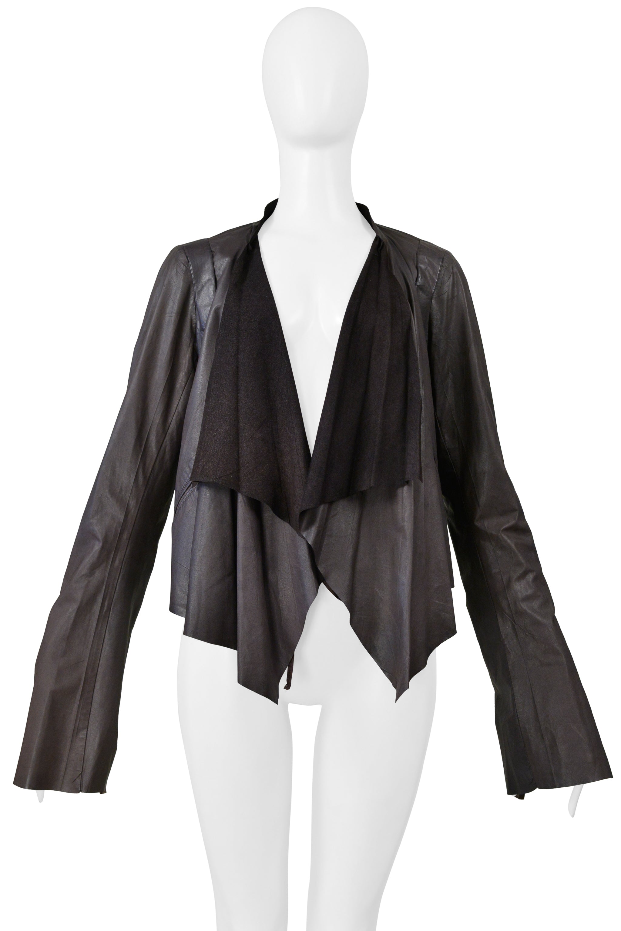 RICK OWENS EXTRA FINE BROWN LEATHER JACKET 2004