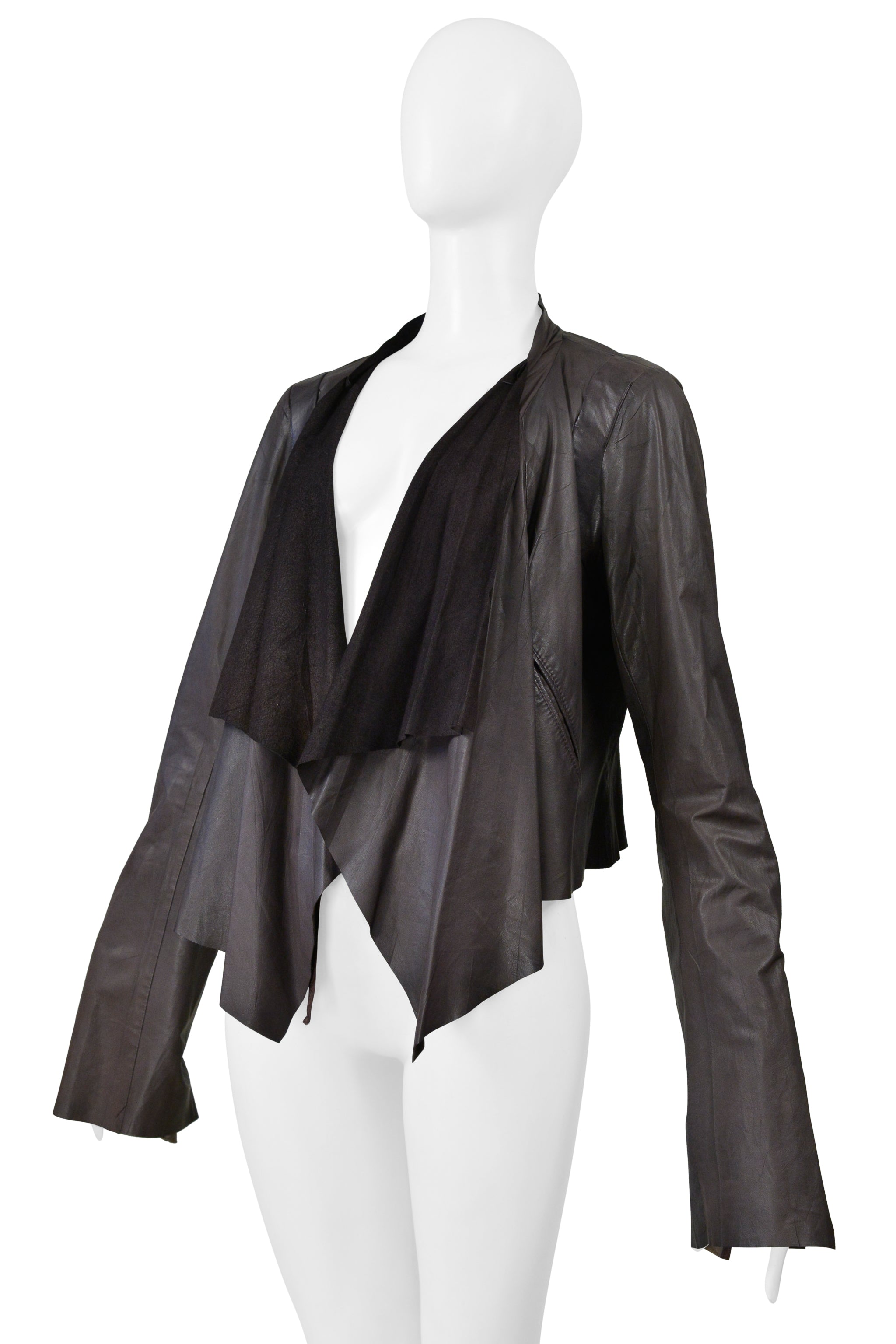 RICK OWENS EXTRA FINE BROWN LEATHER JACKET 2004