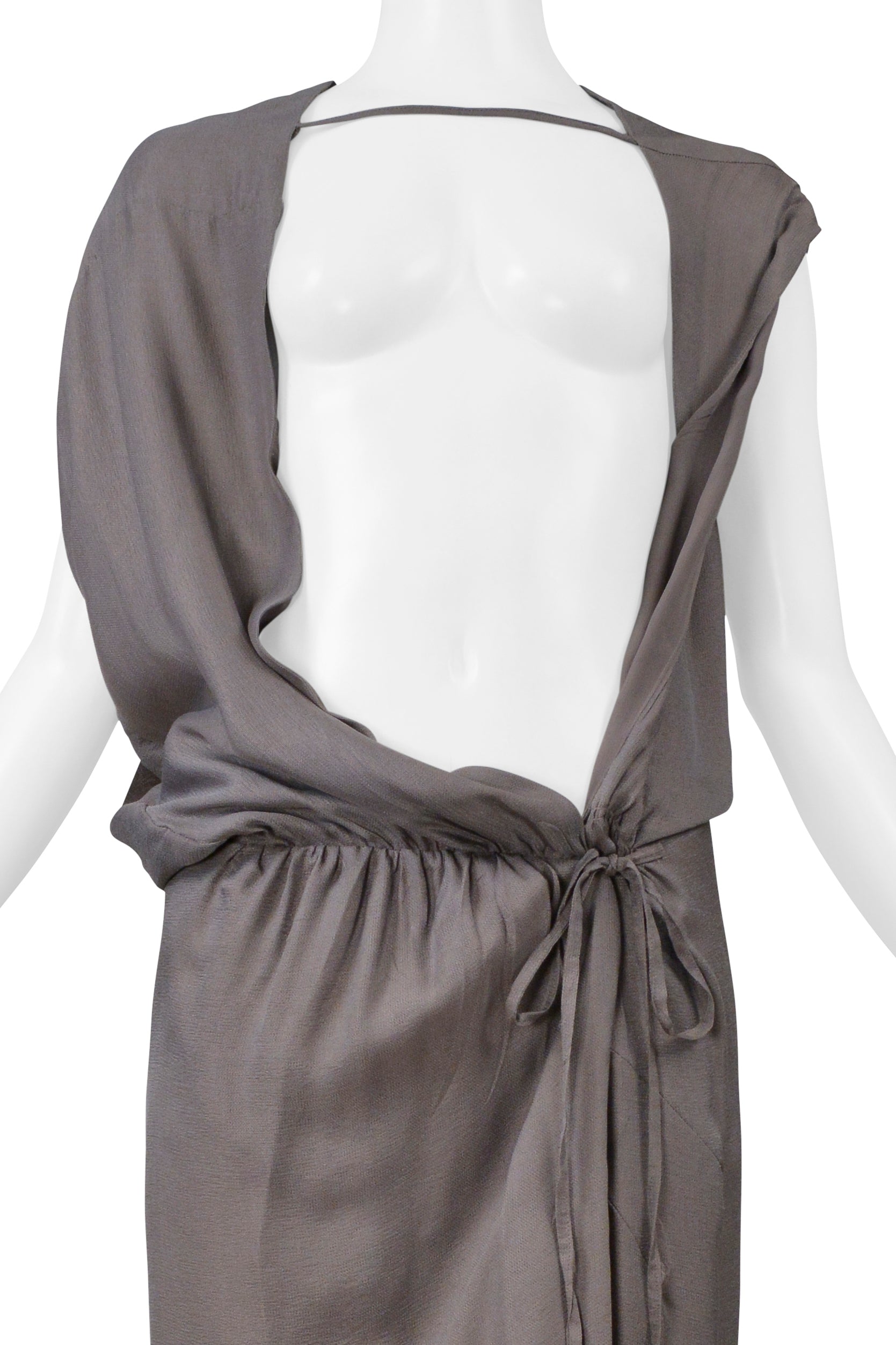 RICK OWENS ONION TONE SILK WRAP DRESS WITH OPEN FRONT 2004