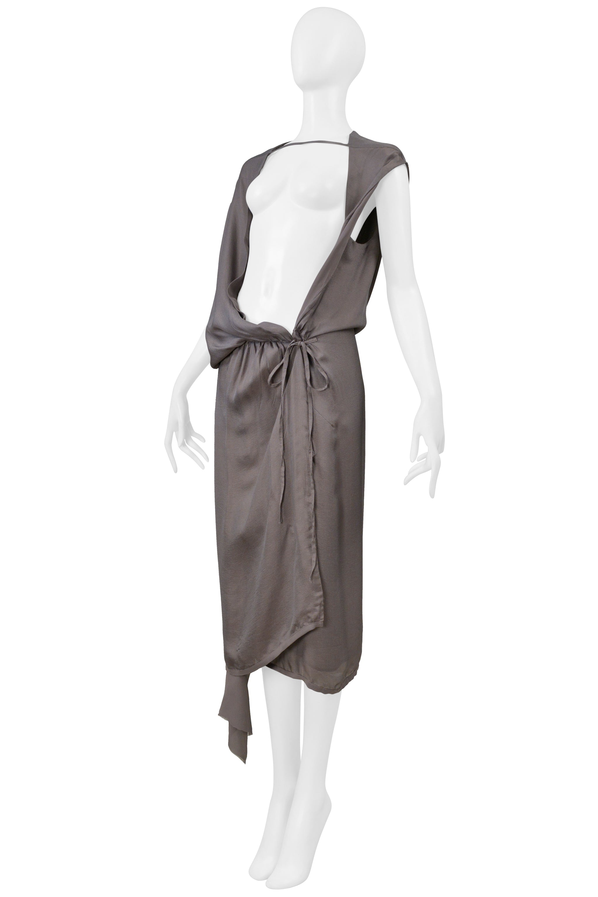 RICK OWENS ONION TONE SILK WRAP DRESS WITH OPEN FRONT 2004