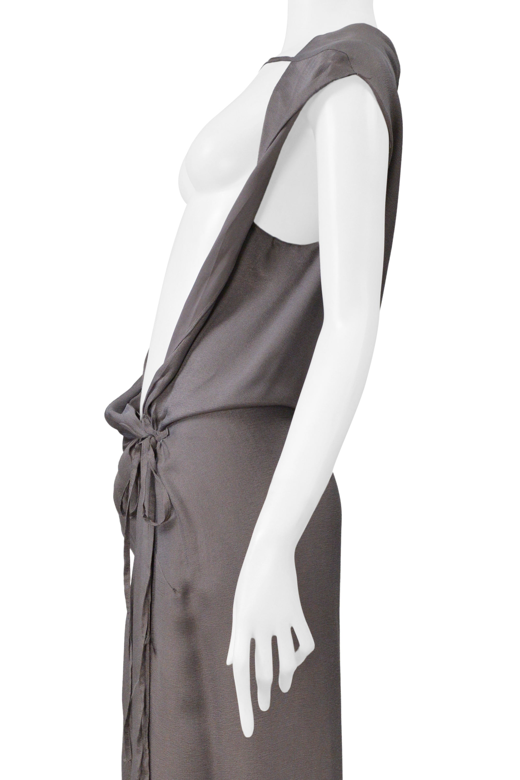 RICK OWENS ONION TONE SILK WRAP DRESS WITH OPEN FRONT 2004